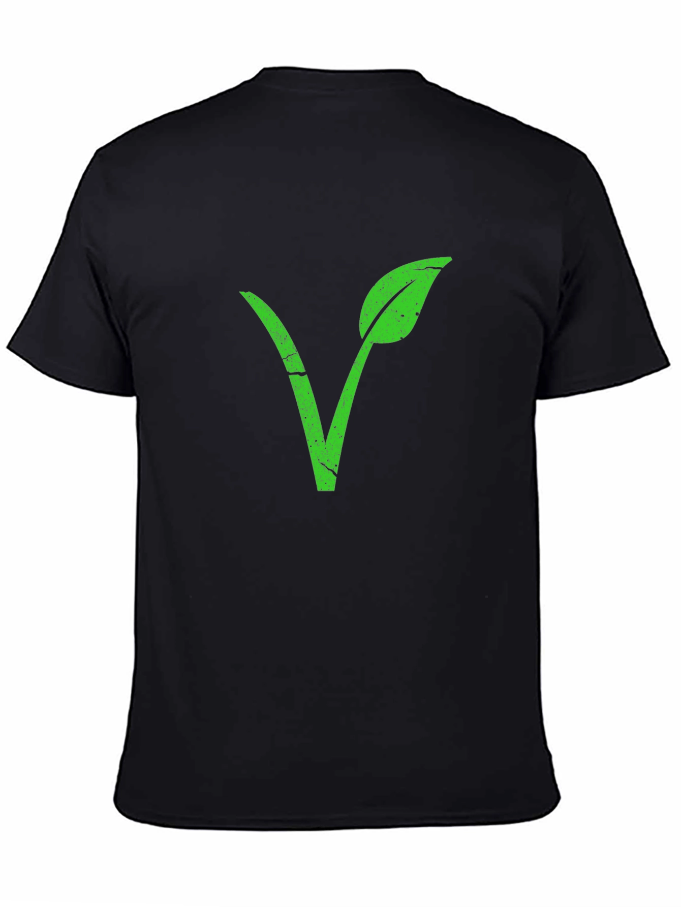 Vegan Symbol T-Shirt - Green Leaf V Design