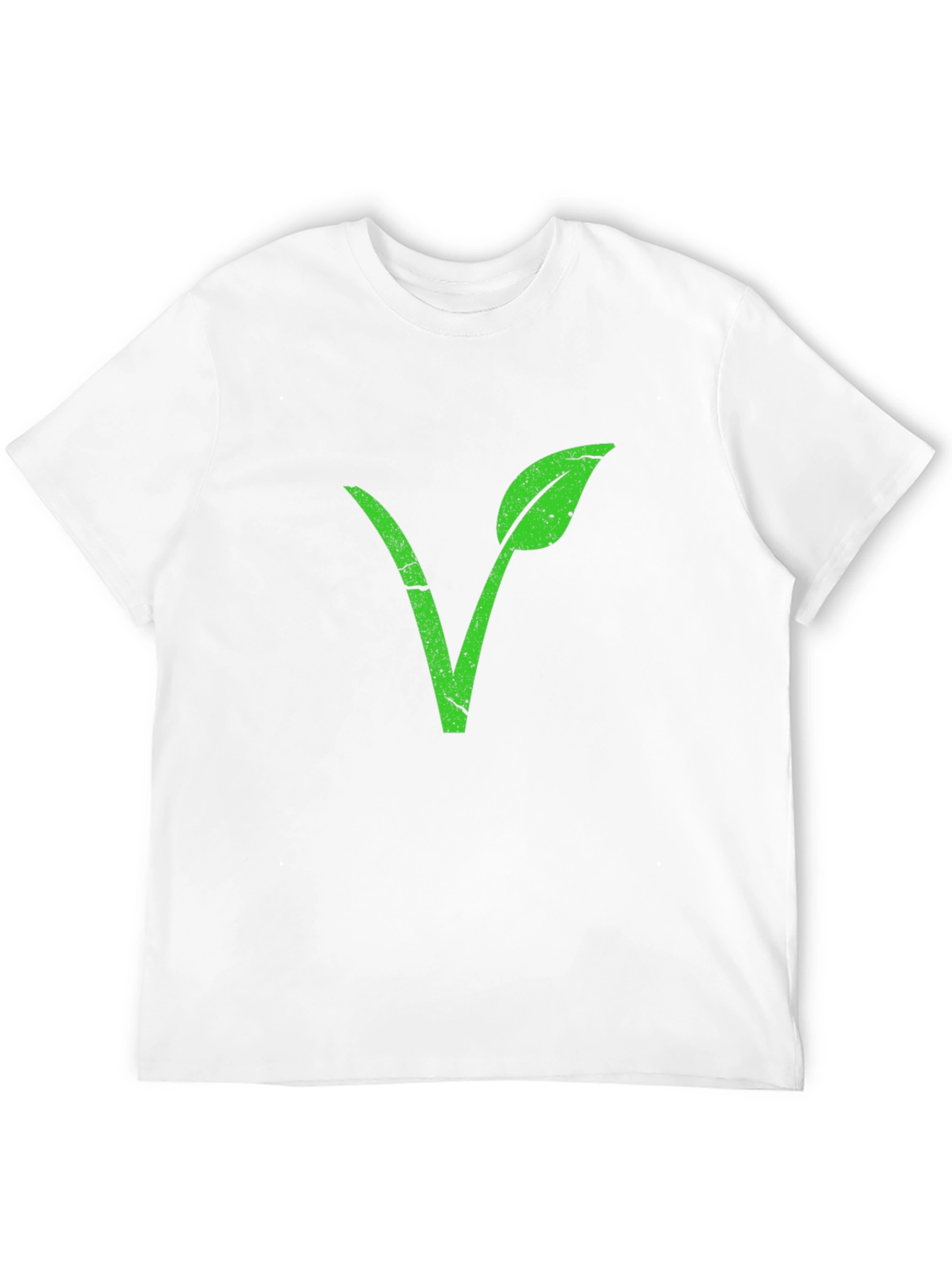 Vegan Symbol T-Shirt - Green Leaf V Design