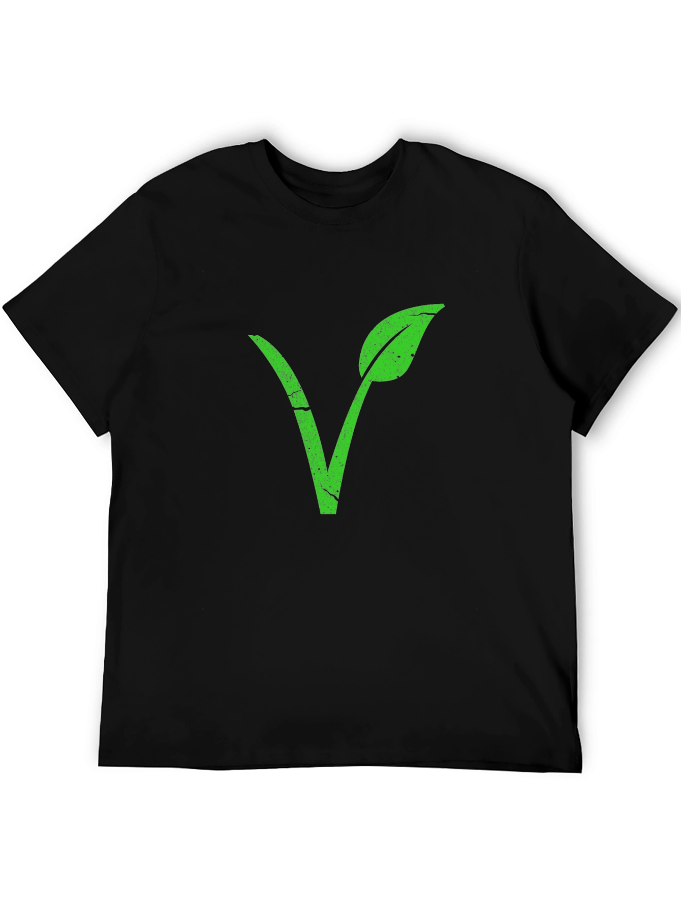 Vegan Symbol T-Shirt - Green Leaf V Design