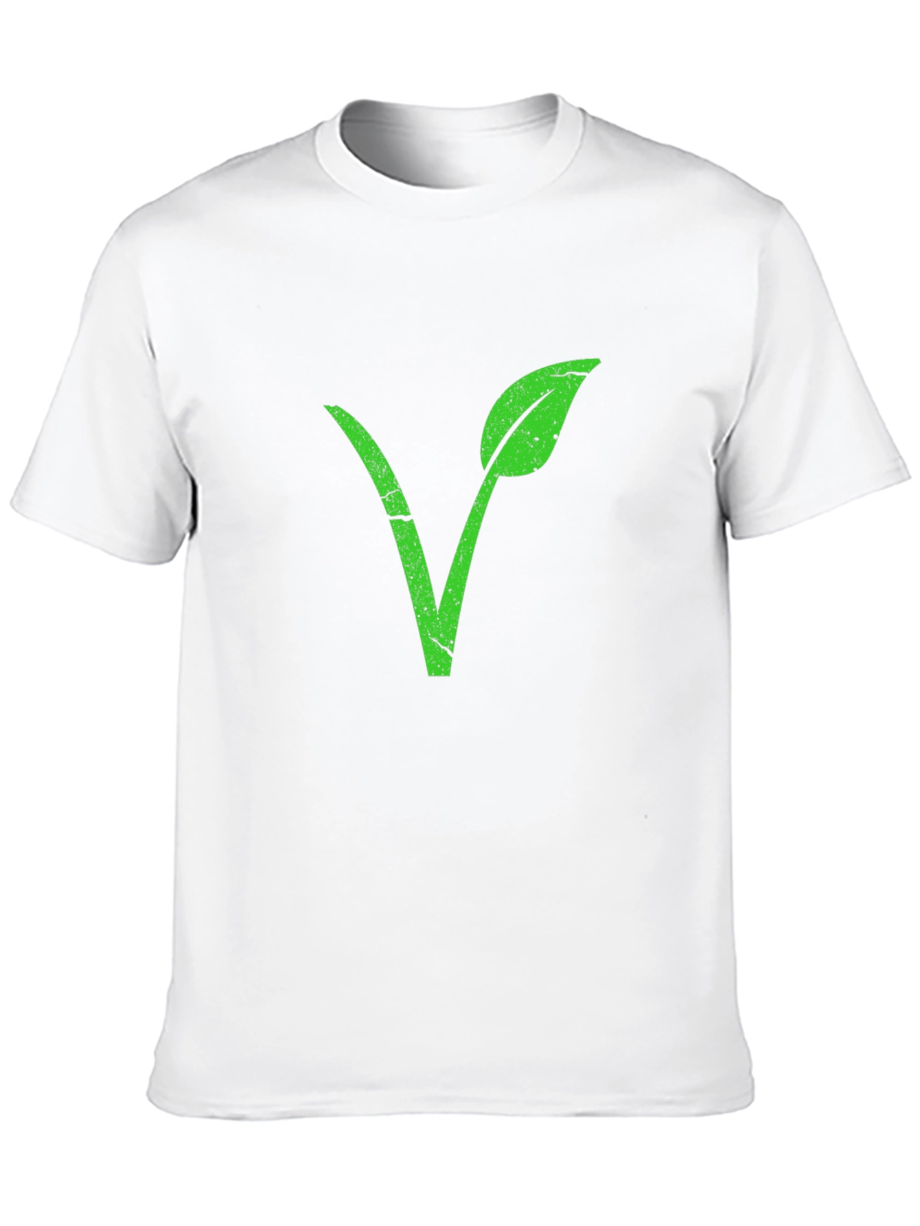 Vegan Symbol T-Shirt - Green Leaf V Design