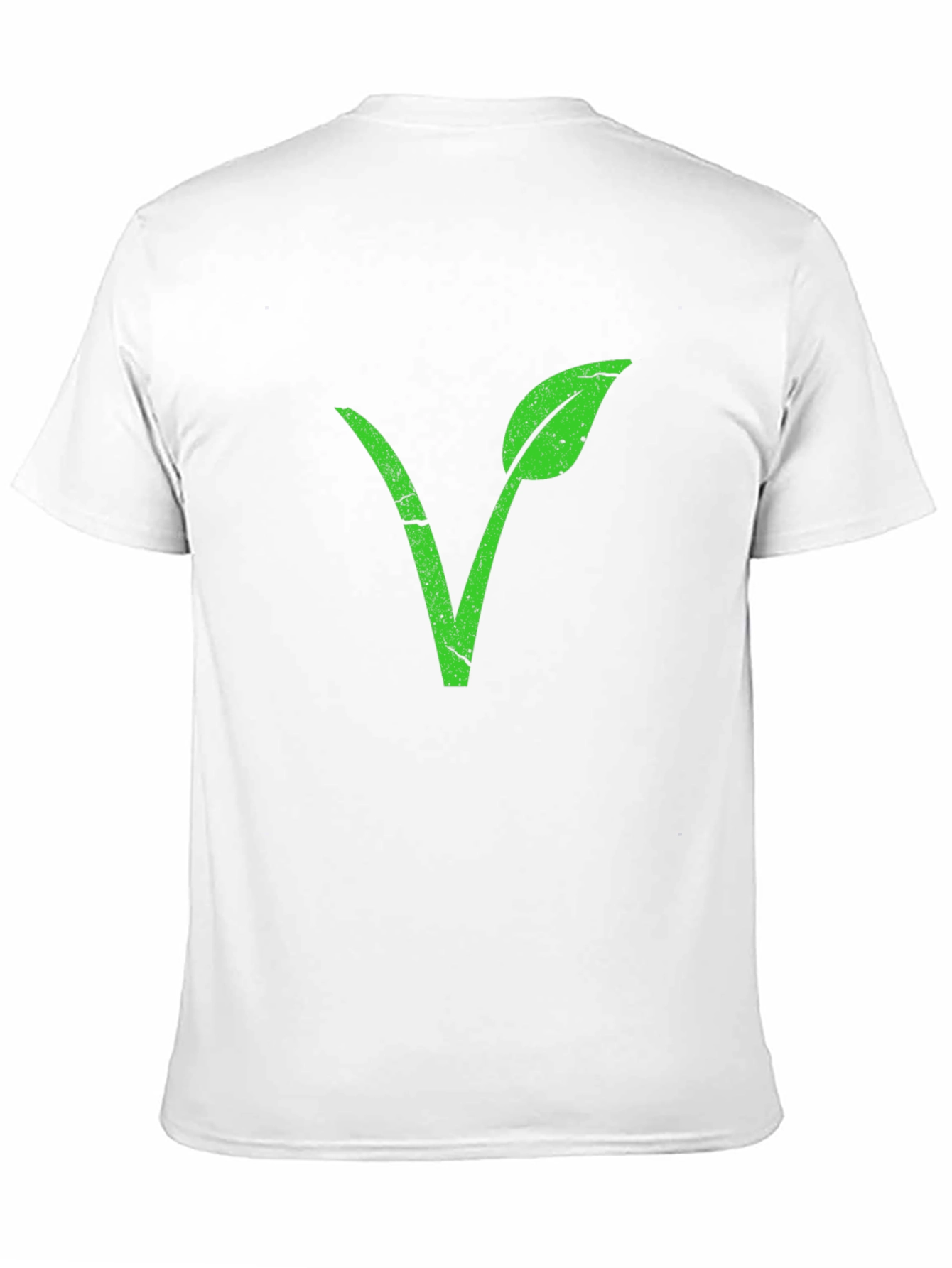 Vegan Symbol T-Shirt - Green Leaf V Design