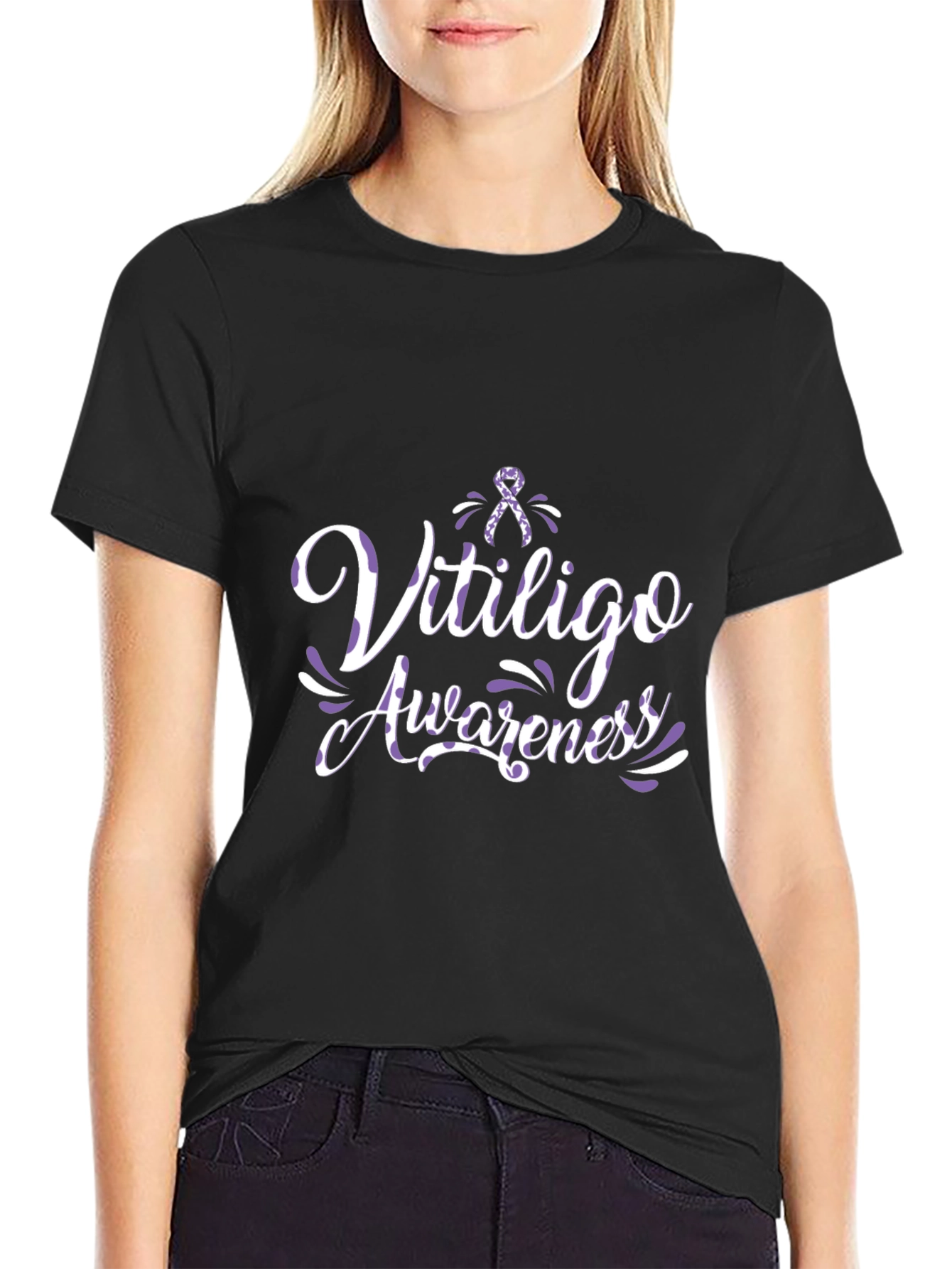 Vitiligo Awareness Black T-Shirt