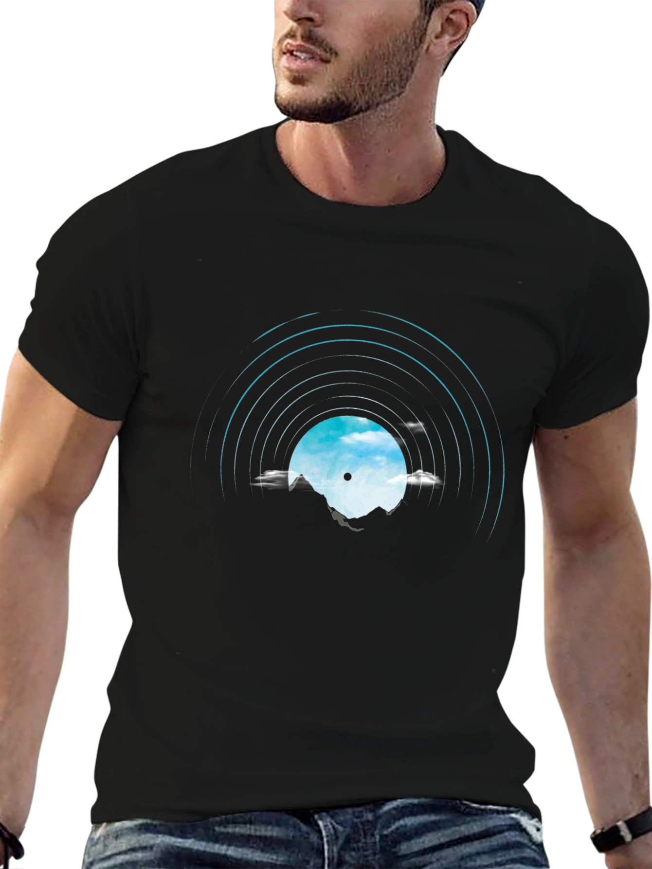 Vinyl Record Landscape Graphic Tee