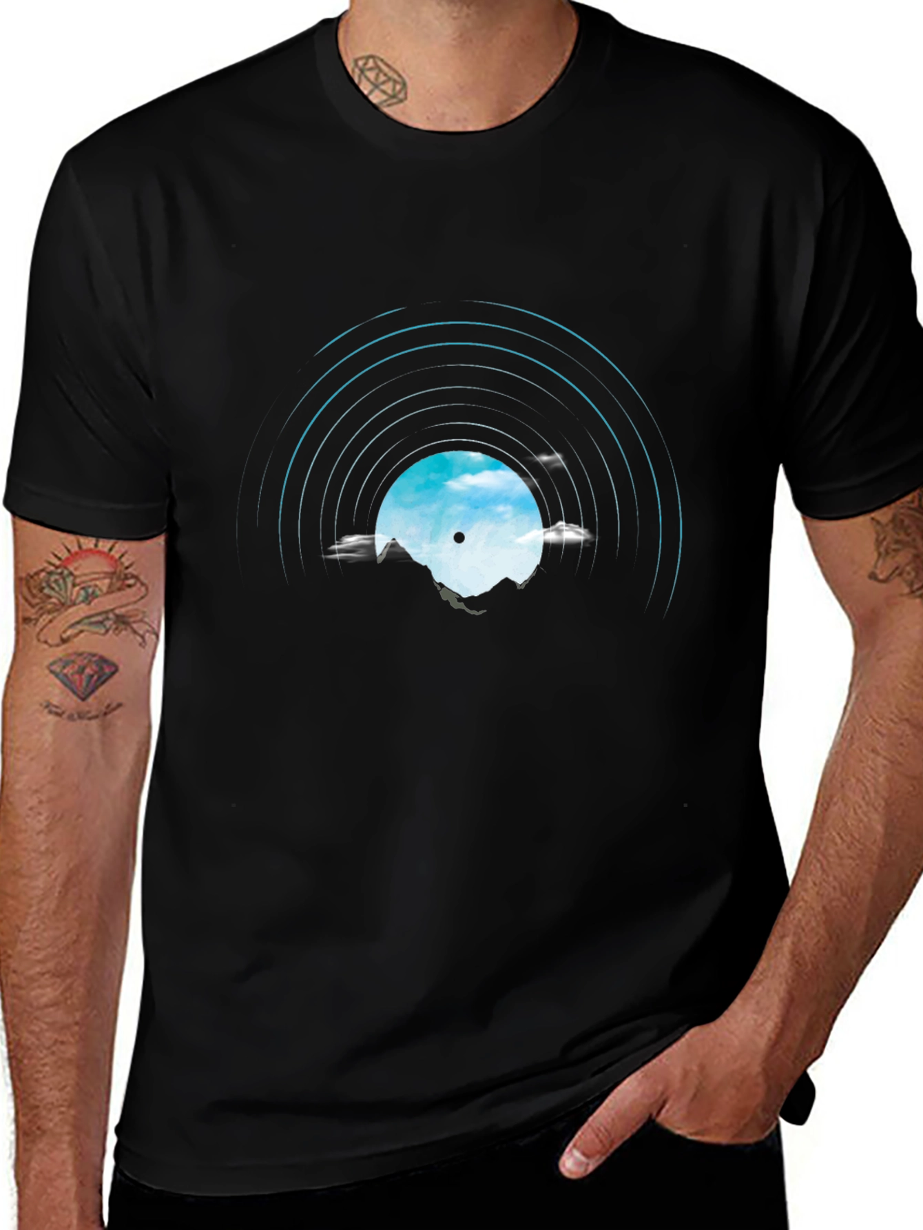 Vinyl Record Landscape Graphic Tee