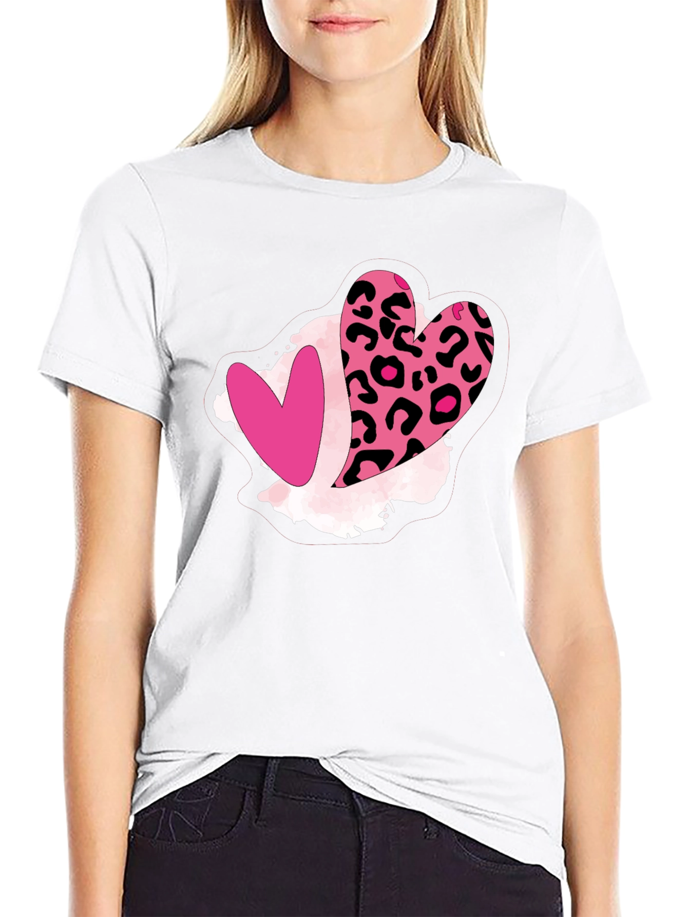 Leopard Heart Graphic Tee - Valentines Day Shirt