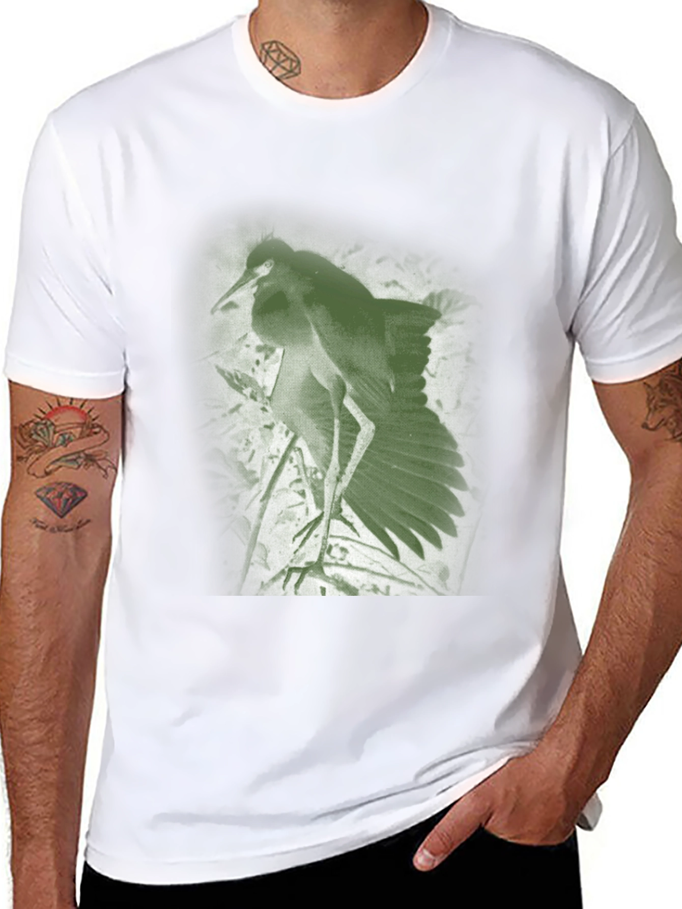 Green Heron Graphic Tee - Nature Inspired