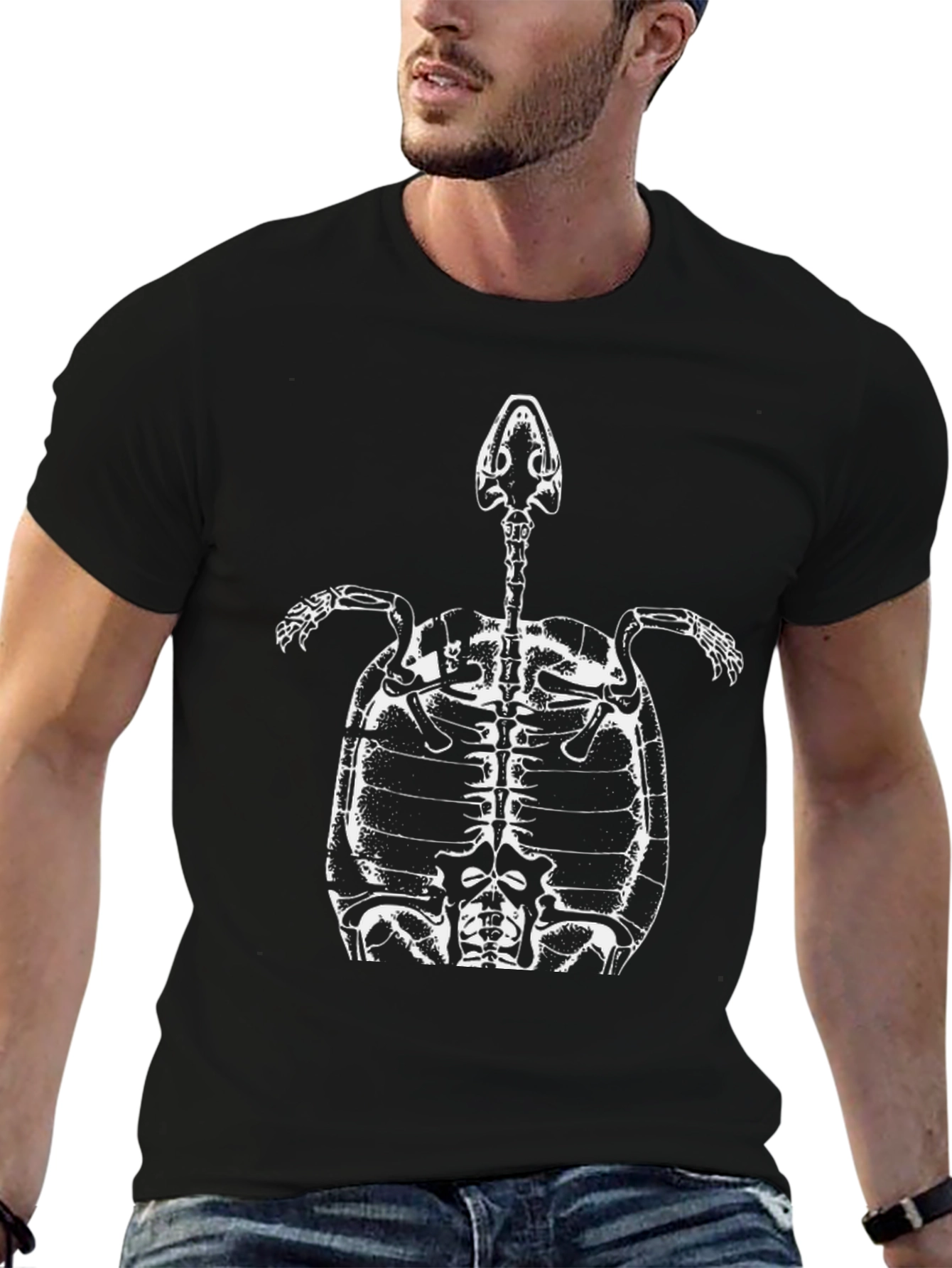 Turtle Skeleton Graphic T-Shirt - Black