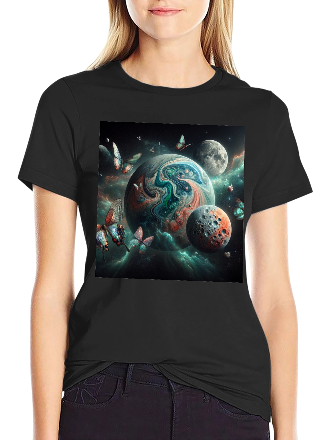 Space Planet Graphic Tee - Black T-Shirt