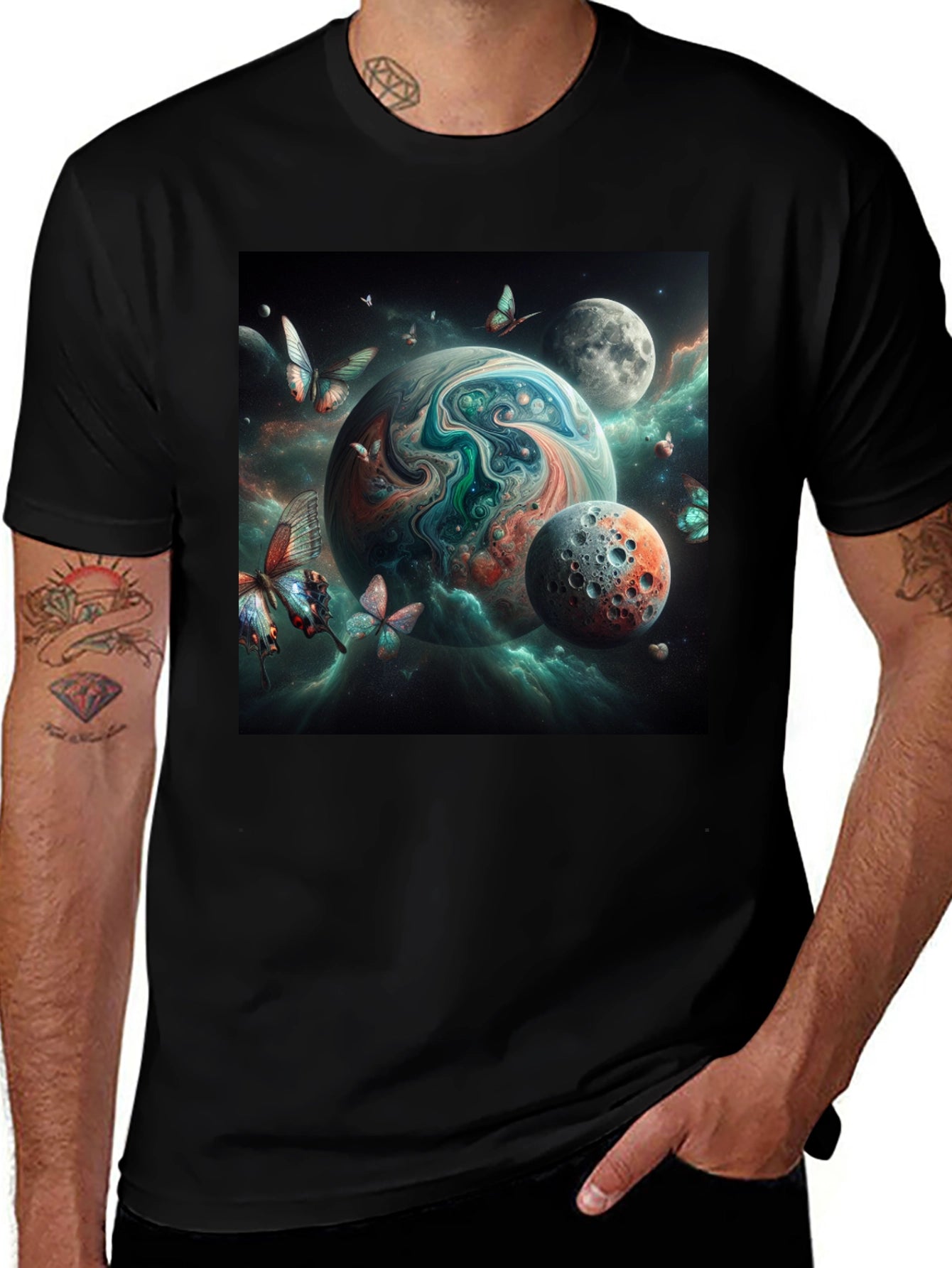 Space Planet Graphic Tee - Black T-Shirt