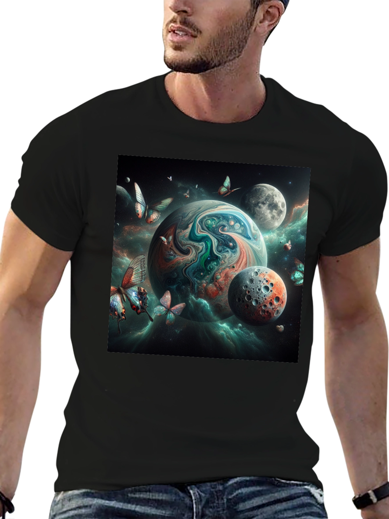 Space Planet Graphic Tee - Black T-Shirt