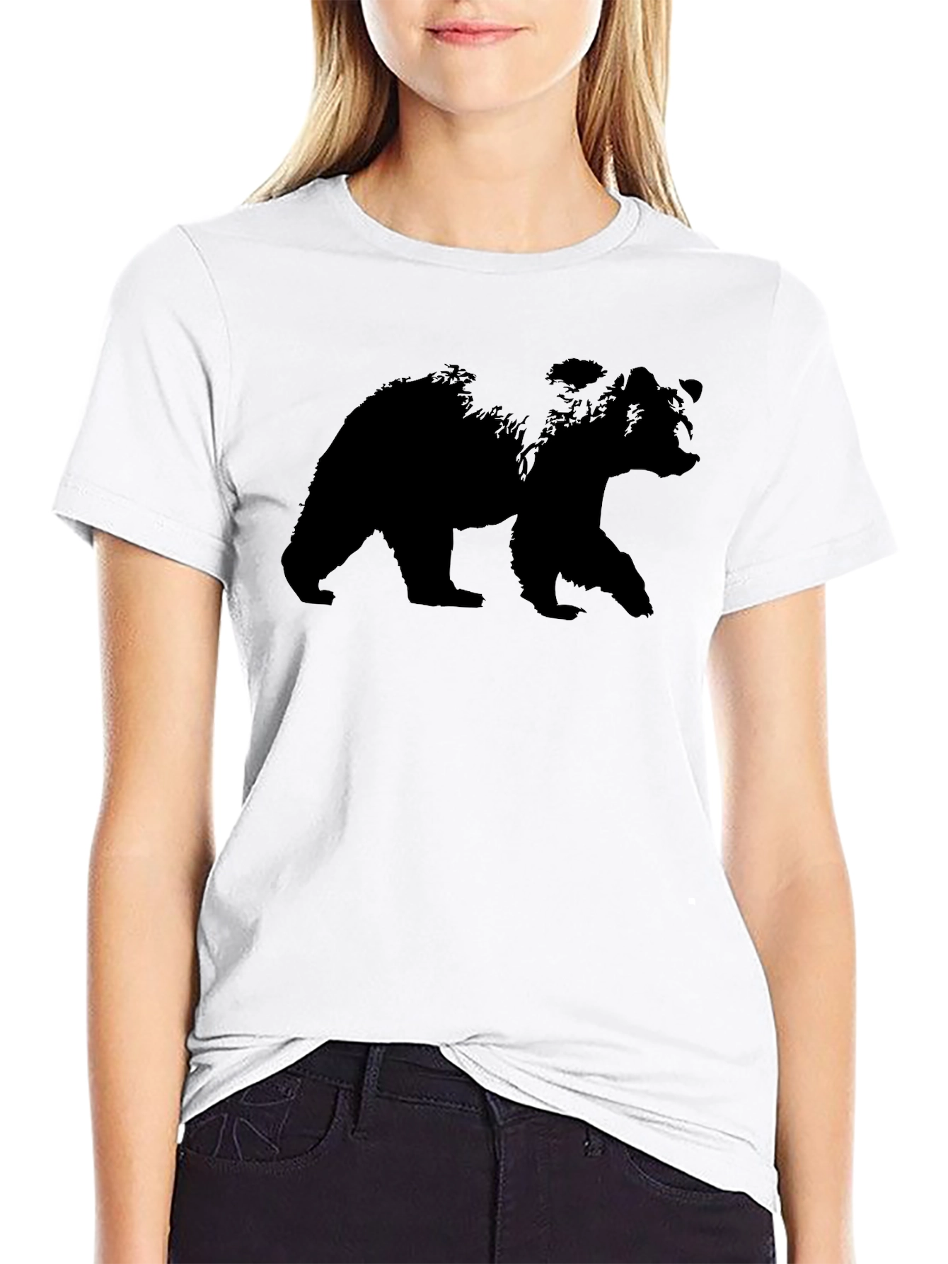 Mens Black Bear Silhouette Graphic Tee