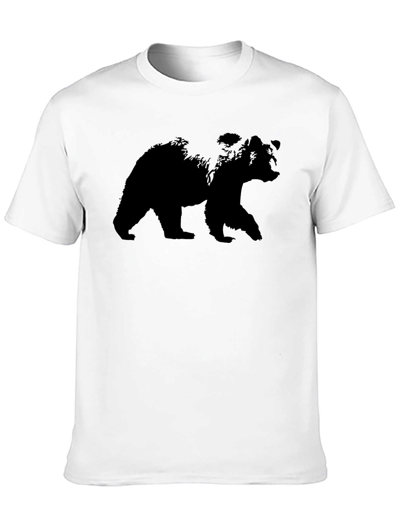 Mens Black Bear Silhouette Graphic Tee