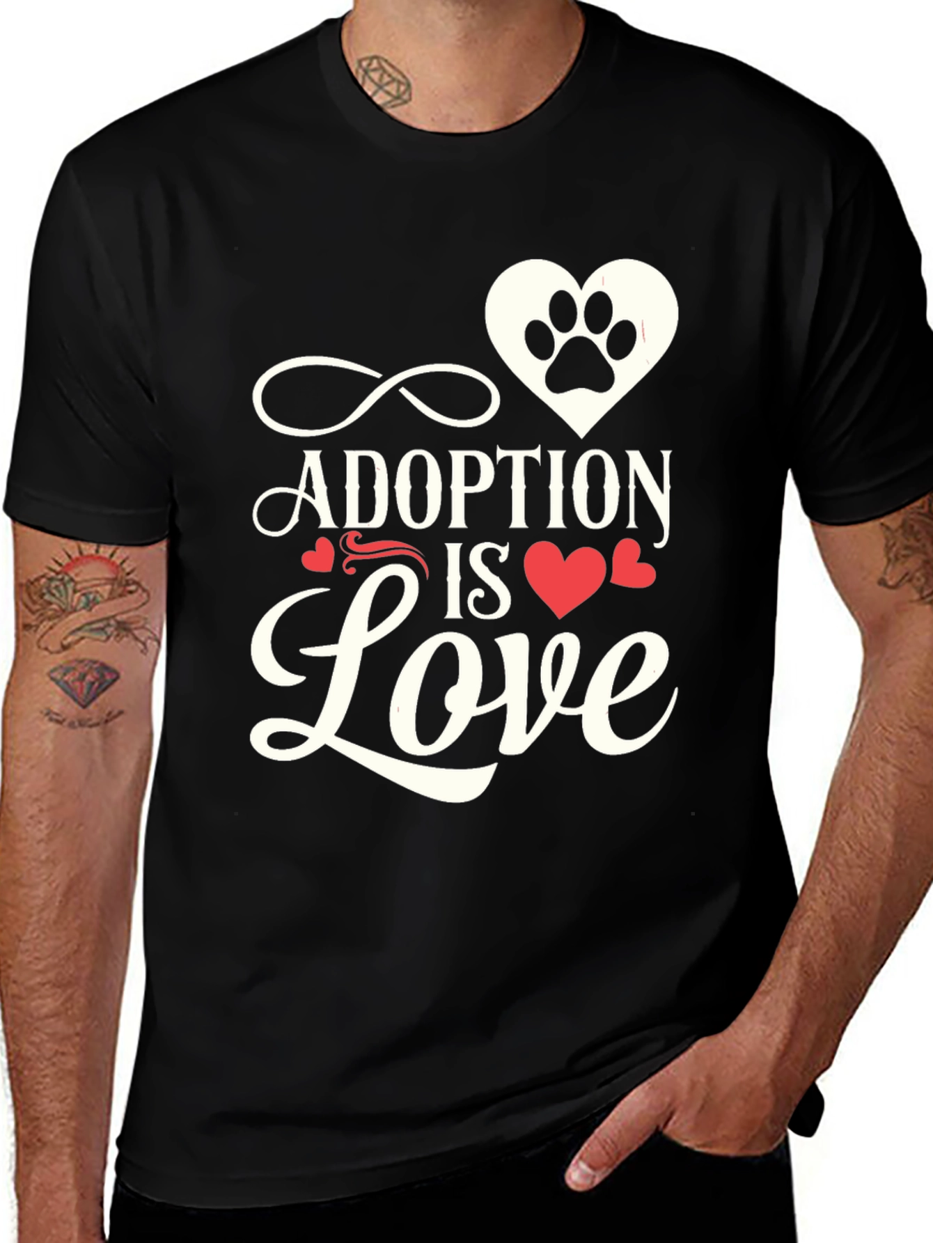 Adoption is Love Pet Paw Heart T-Shirt