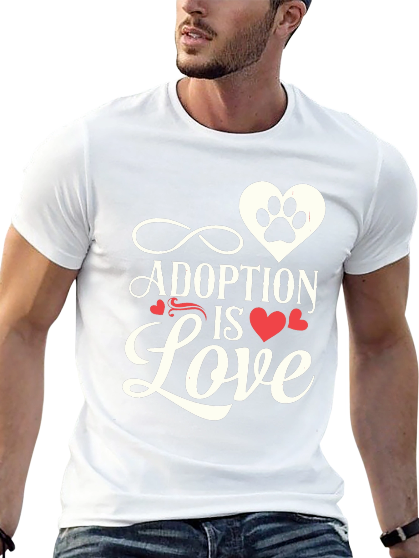 Adoption is Love Pet Paw Heart T-Shirt