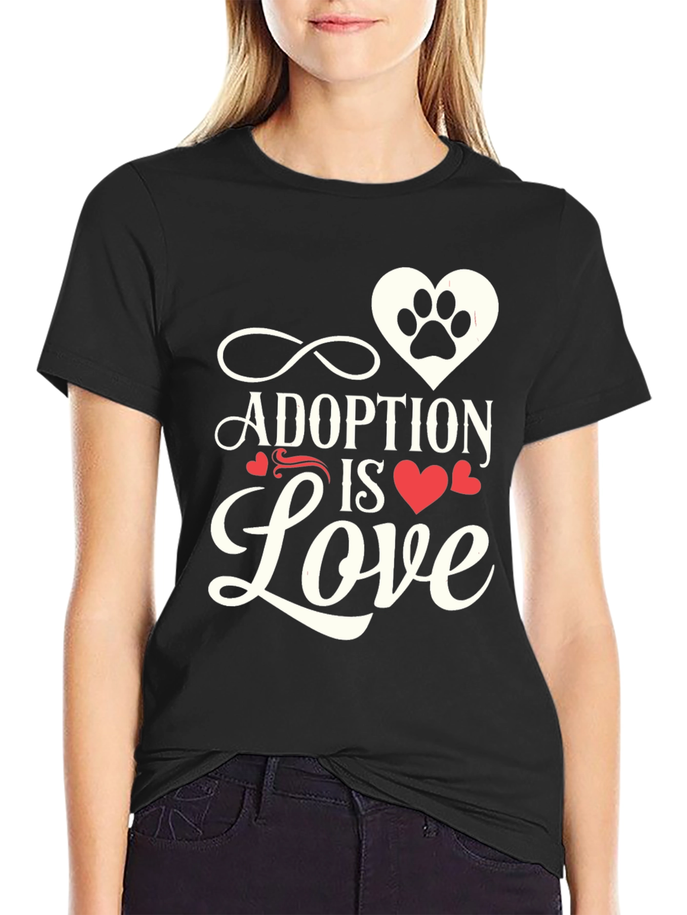 Adoption is Love Pet Paw Heart T-Shirt