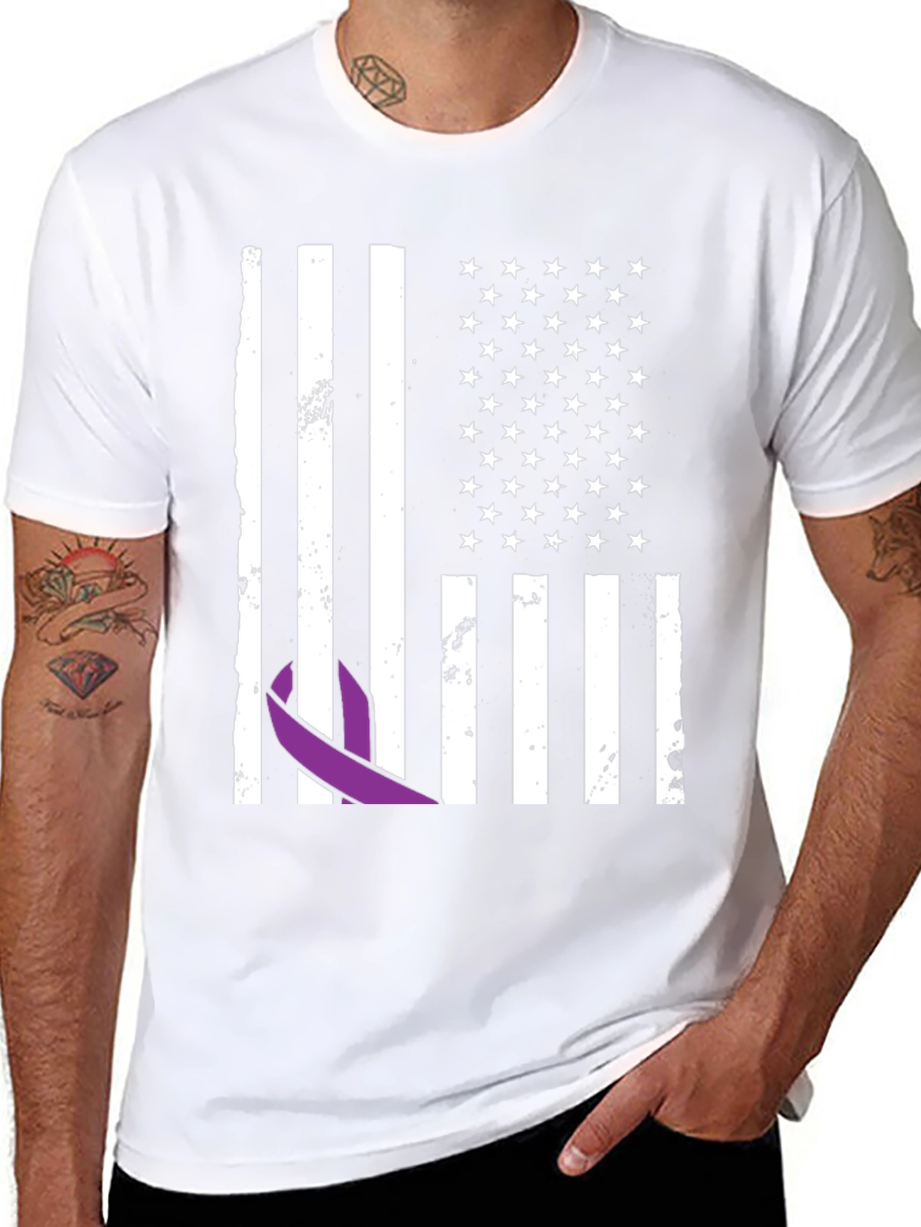Purple Ribbon Flag Graphic Tee