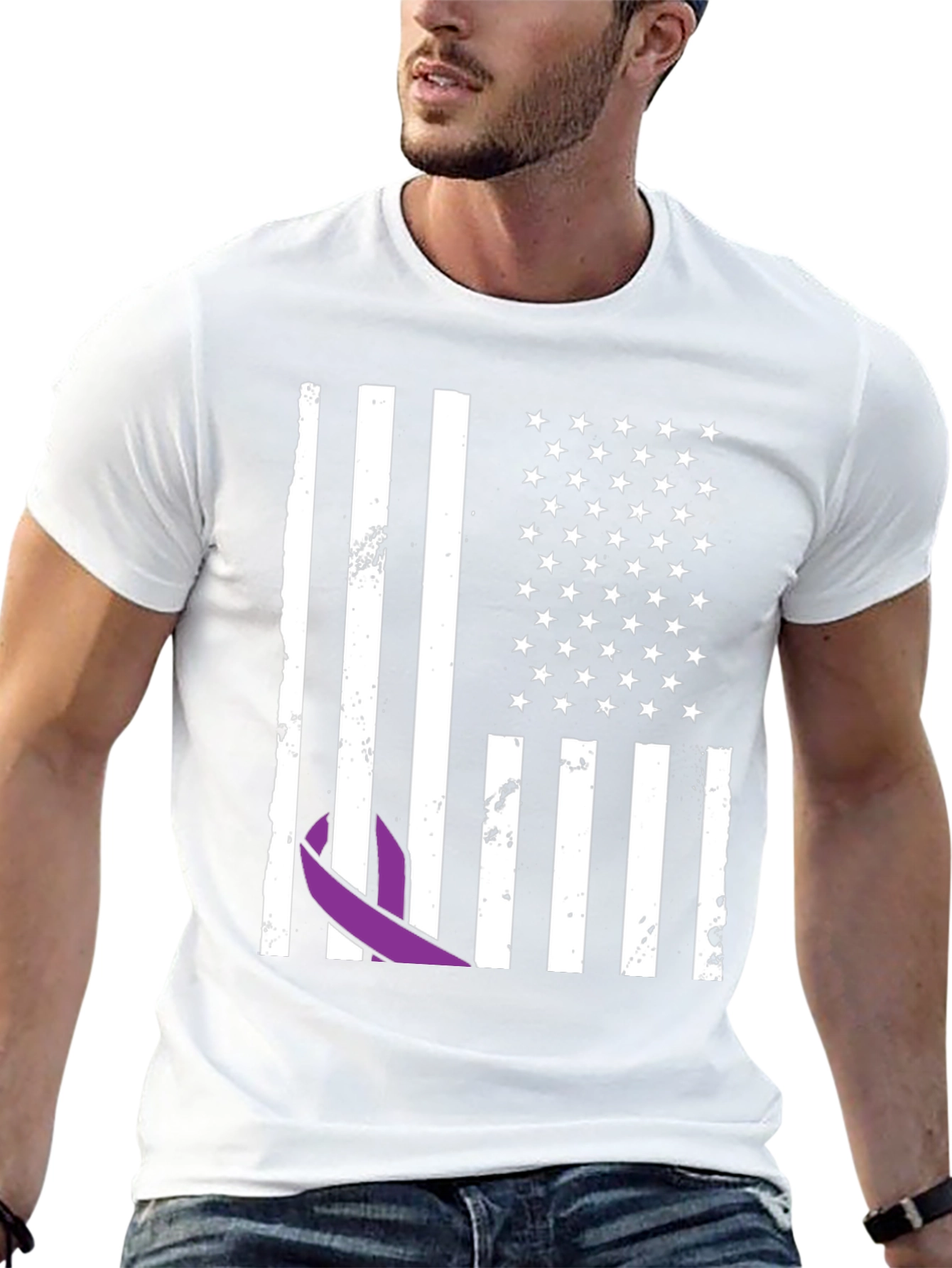 Purple Ribbon Flag Graphic Tee