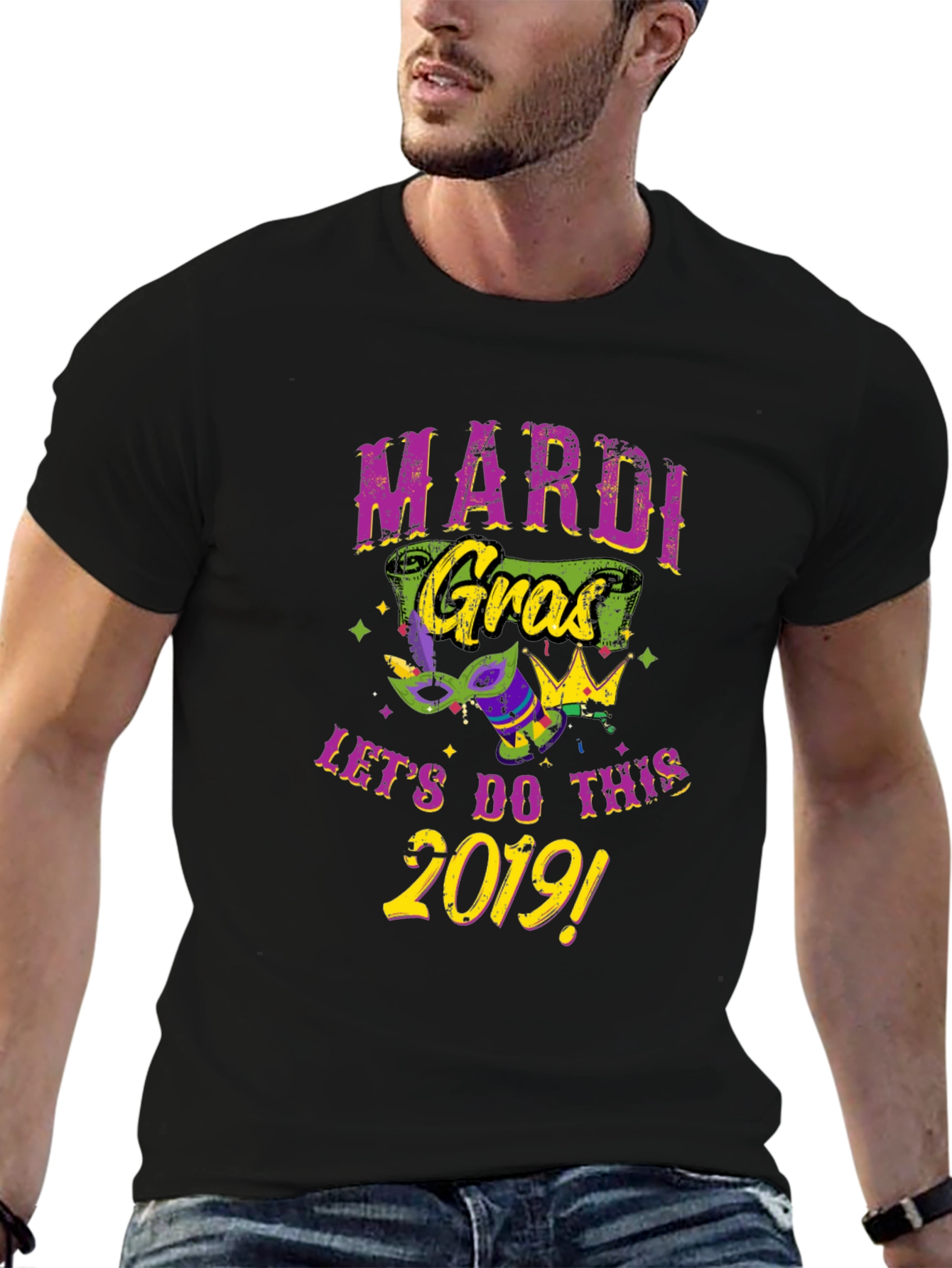 Mardi Gras 2019 Black Graphic Tee