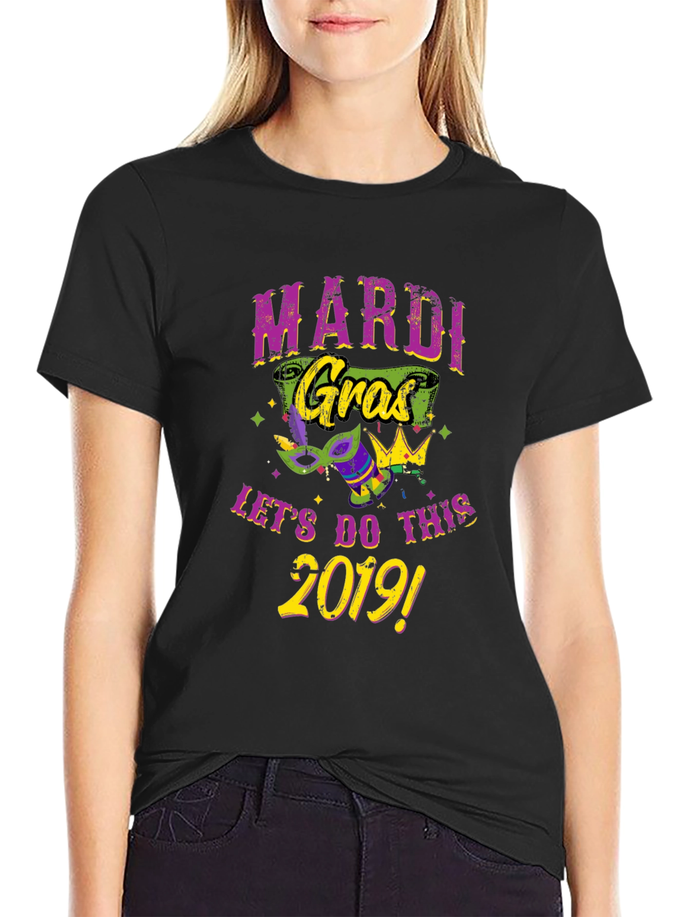 Mardi Gras 2019 Black Graphic Tee