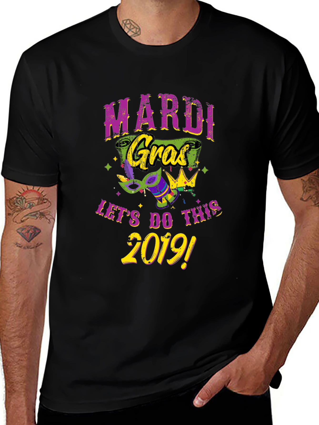 Mardi Gras 2019 Black Graphic Tee