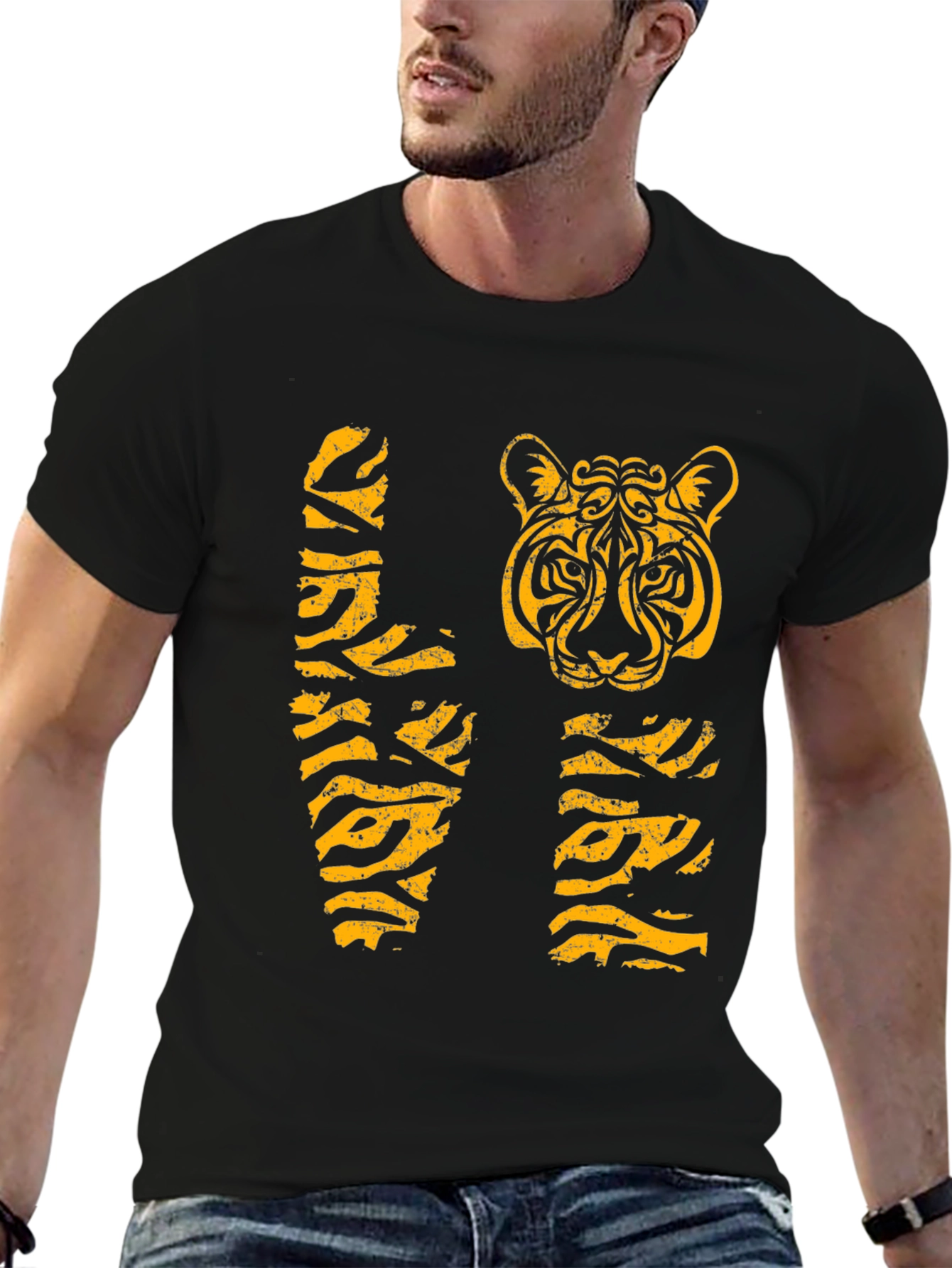 Tiger Stripe Love Graphic Tee - Black