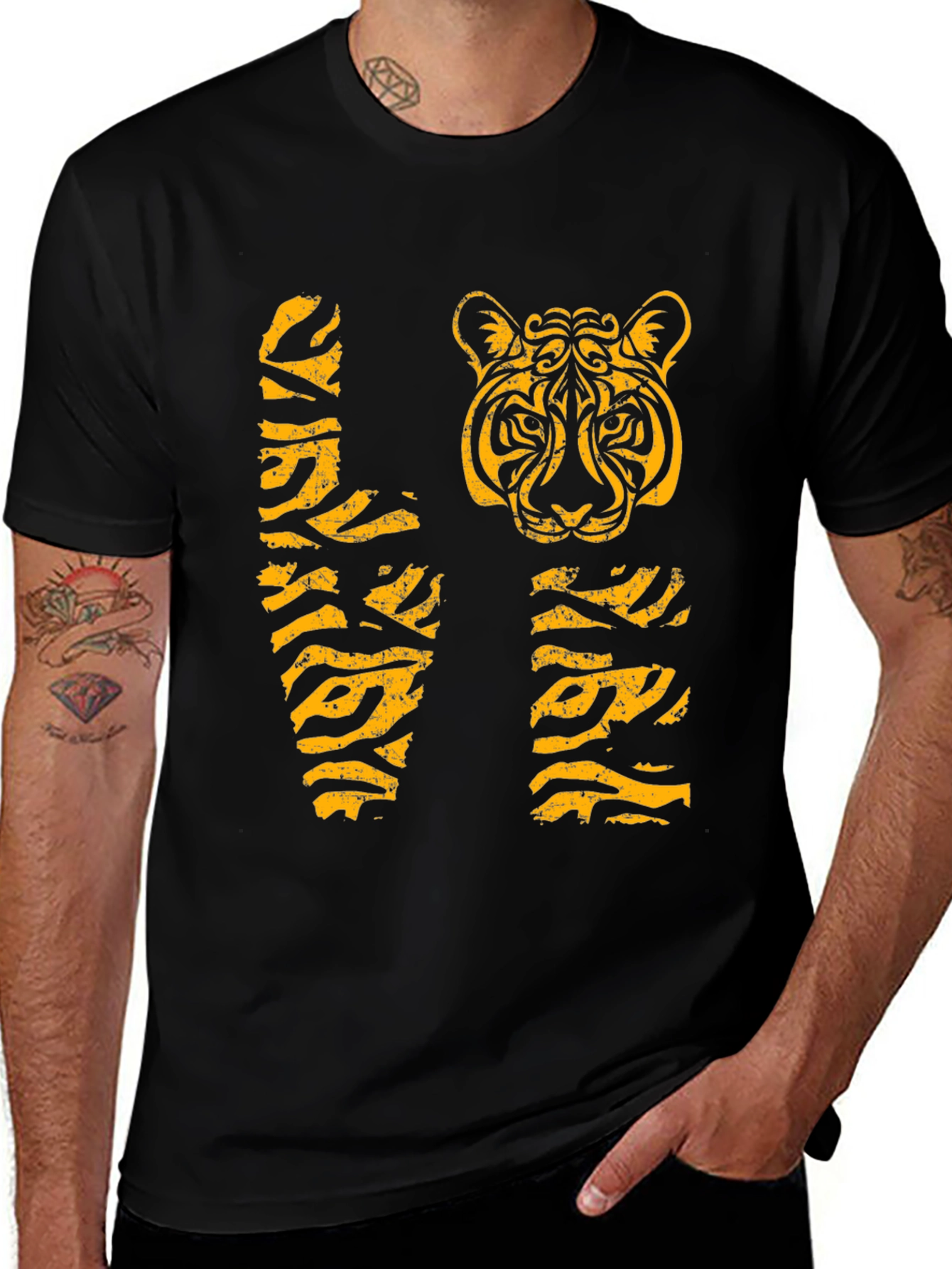 Tiger Stripe Love Graphic Tee - Black