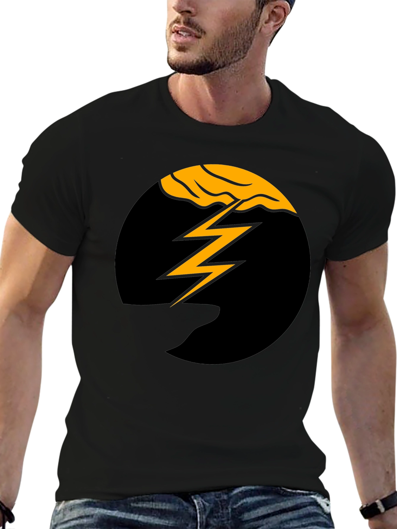 Black Lightning Bolt Graphic Tee