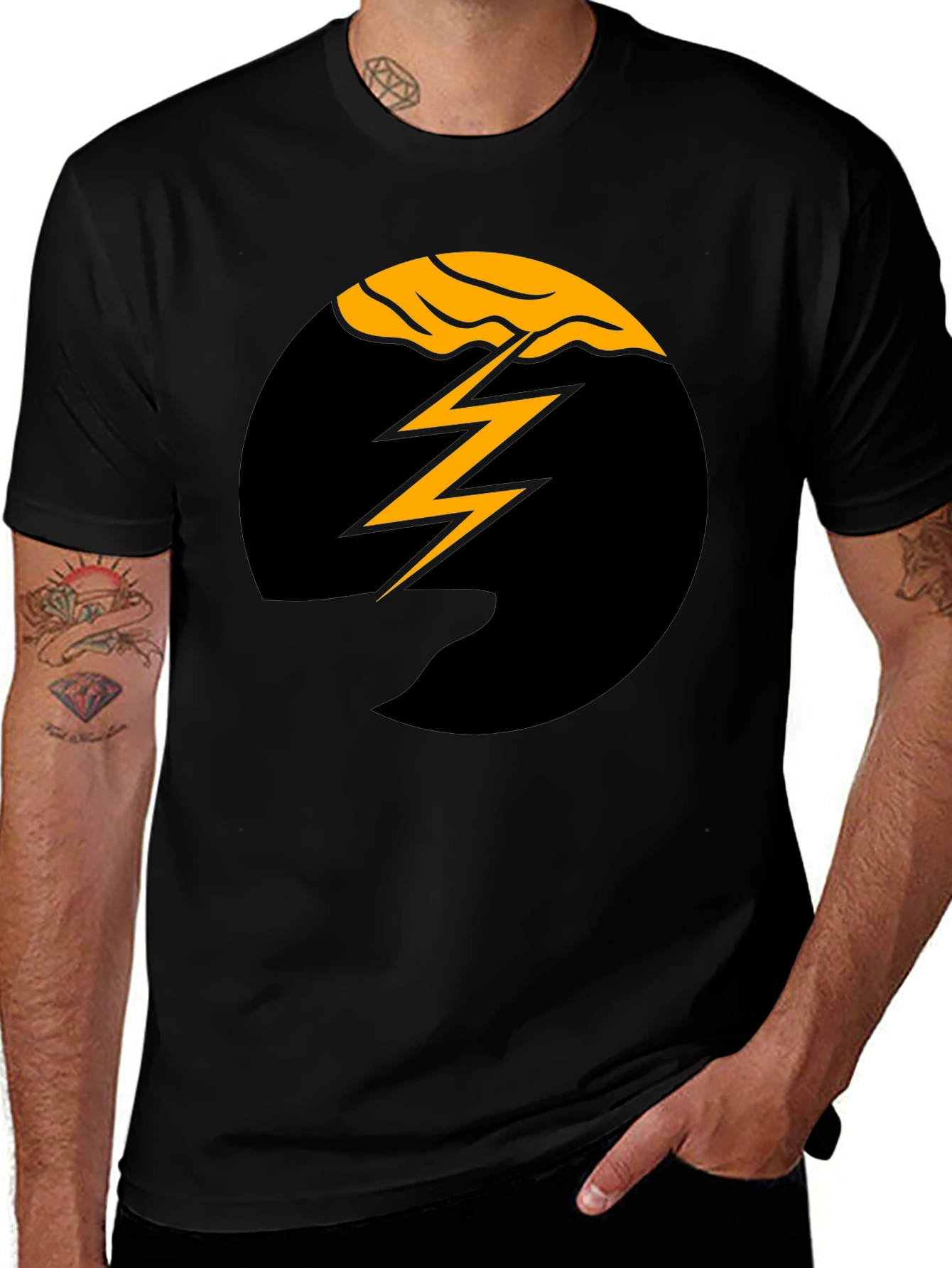 Black Lightning Bolt Graphic Tee