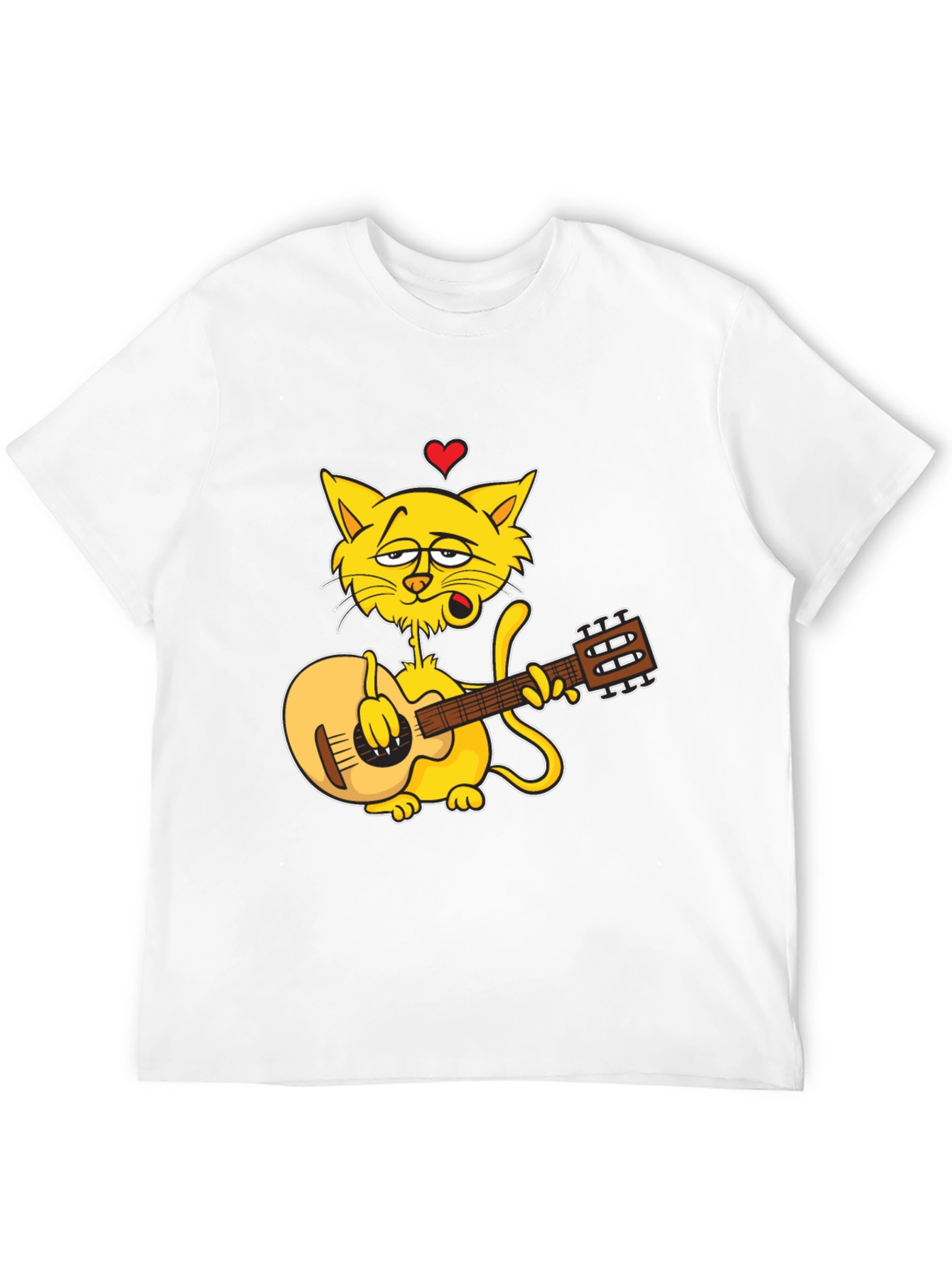 Cat Guitarist Graphic Black T-Shirt