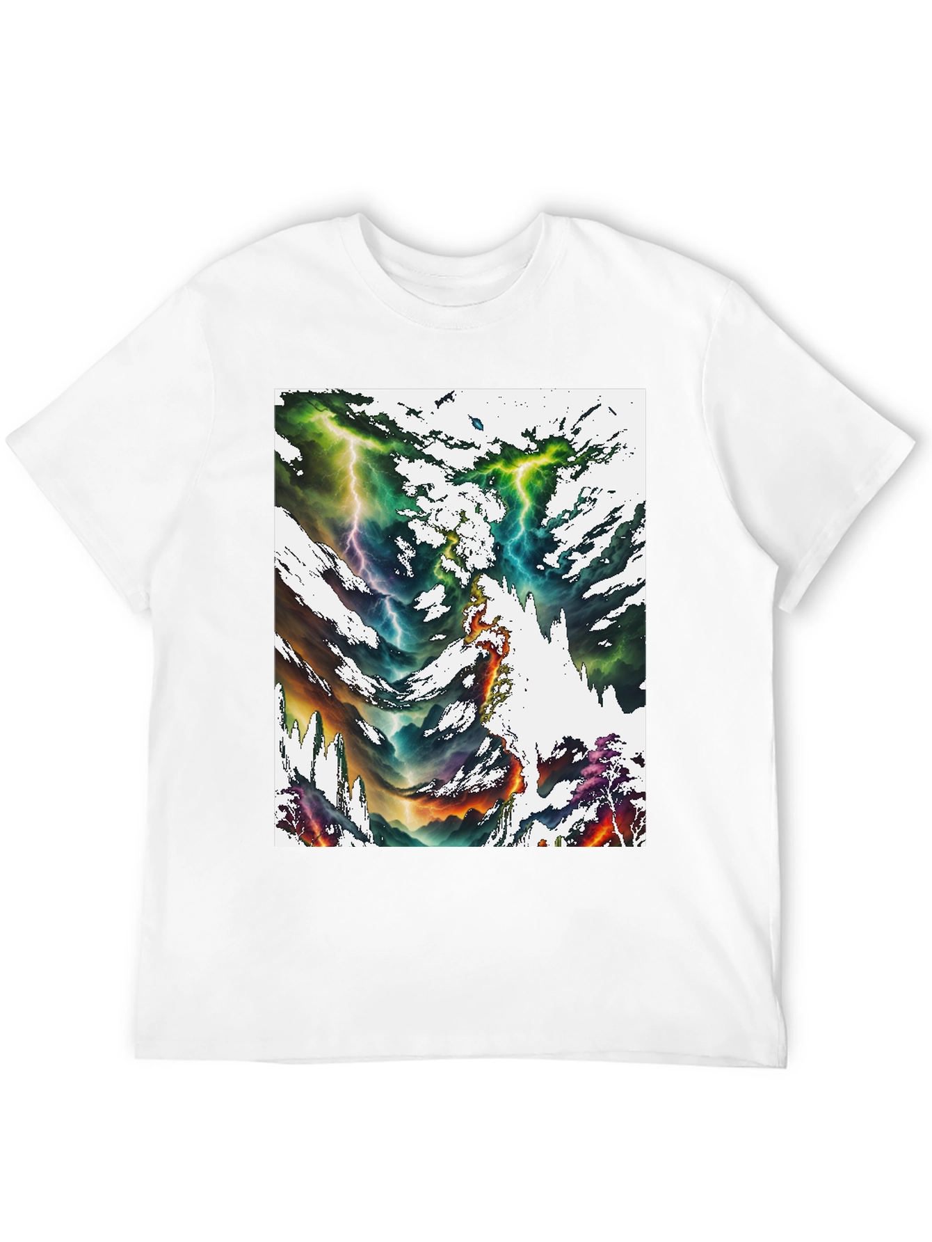 Abstract Lightning Bolt Graphic Print Black Tee