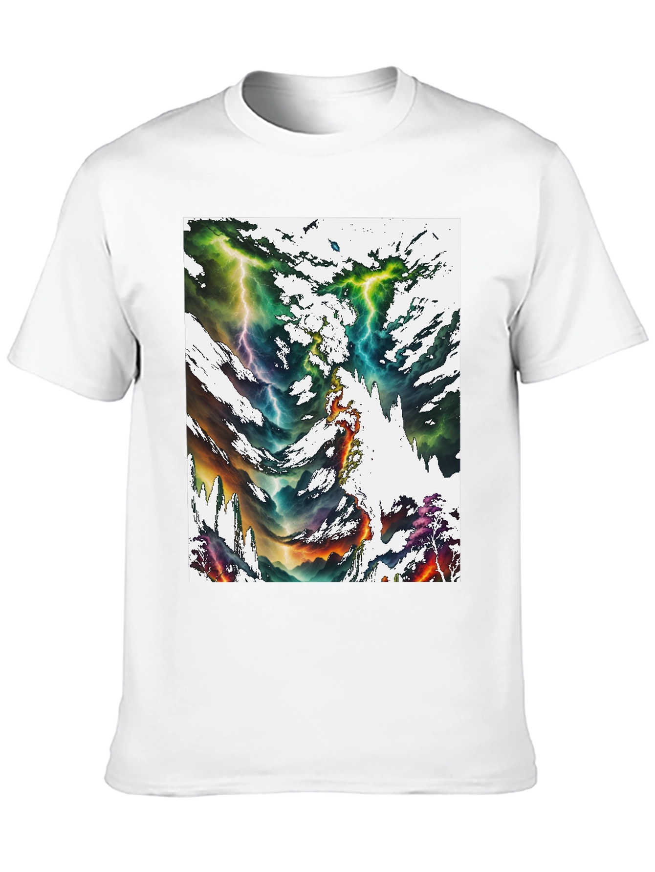 Abstract Lightning Bolt Graphic Print Black Tee