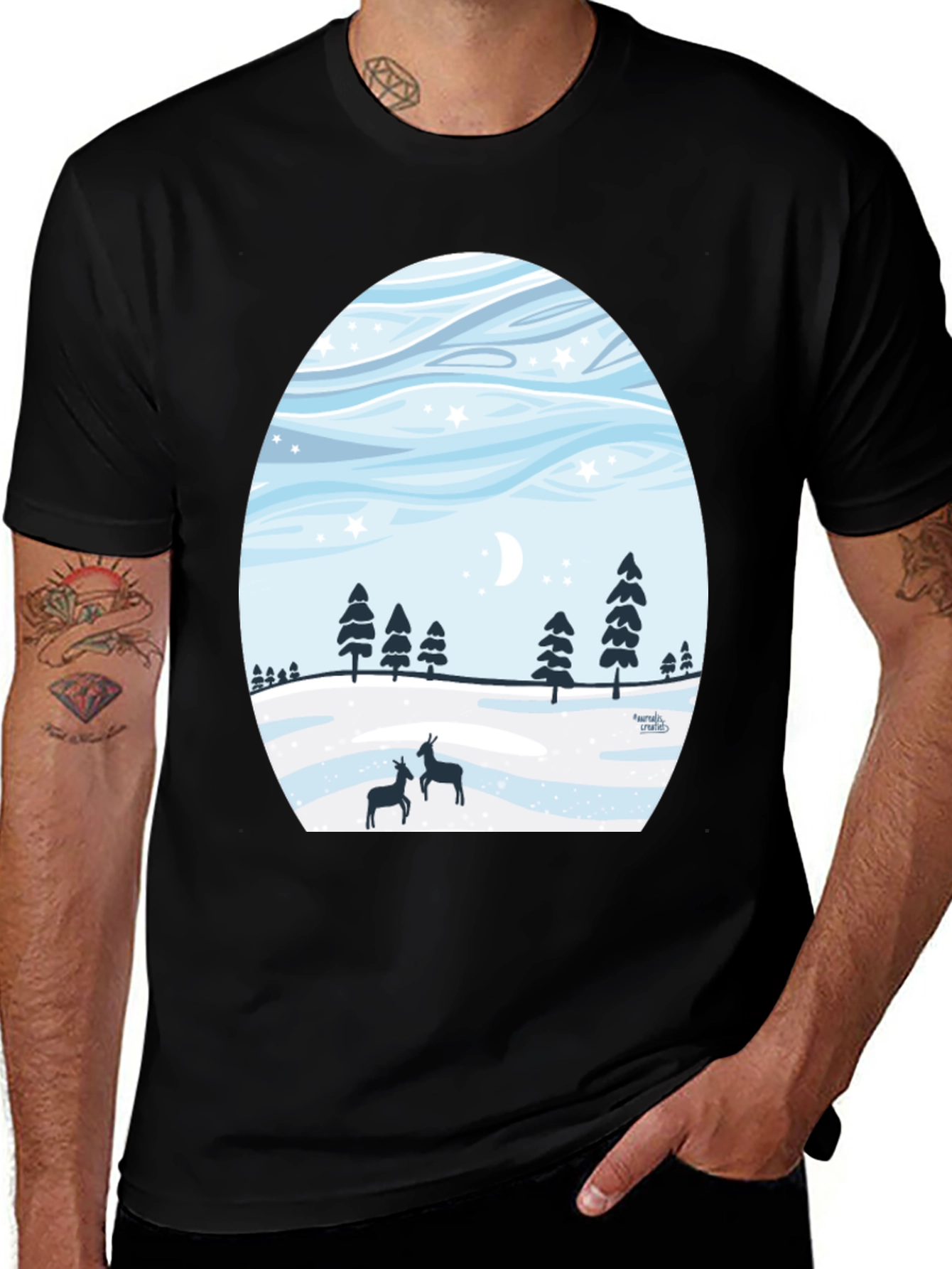Winter Deer Scene T-Shirt
