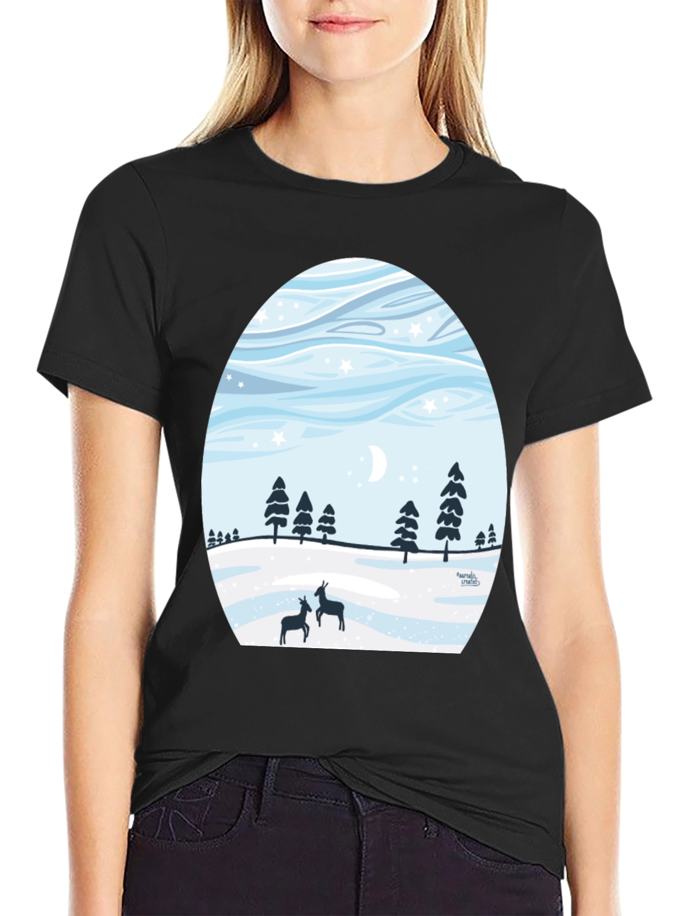 Winter Deer Scene T-Shirt