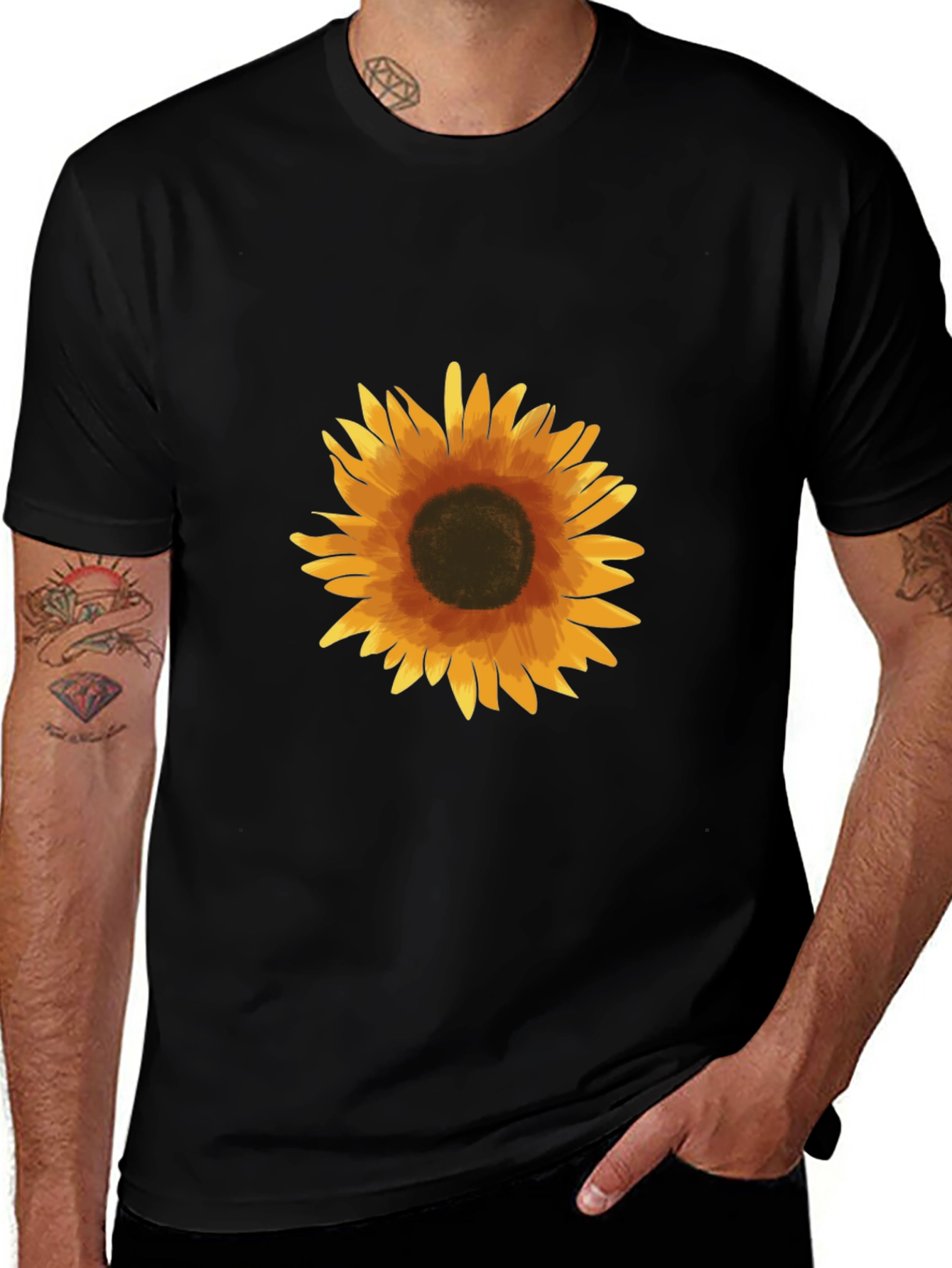 Sunflower Graphic Black T-Shirt
