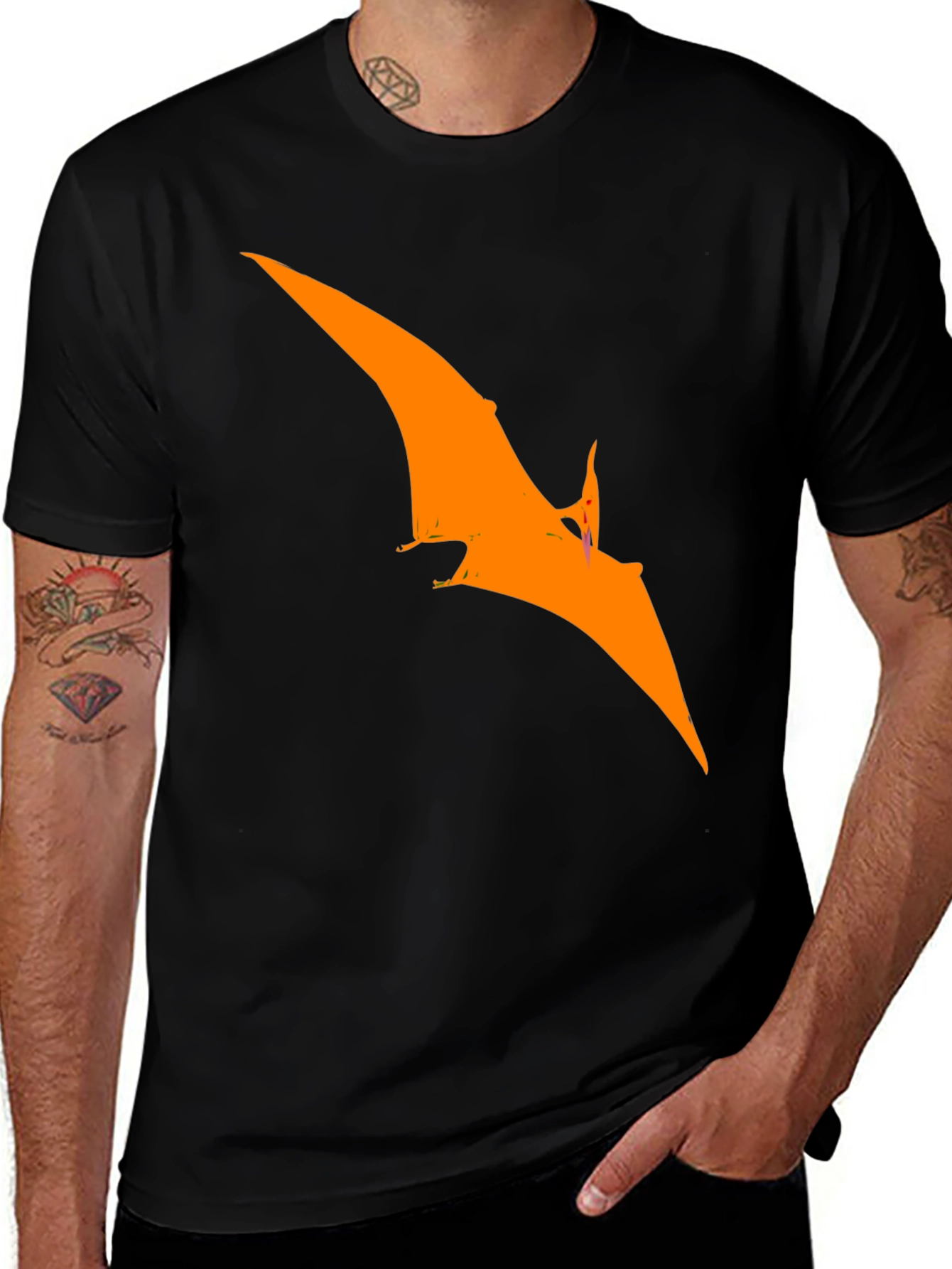Pterodactyl Graphic Tee - Black Cotton T-Shirt