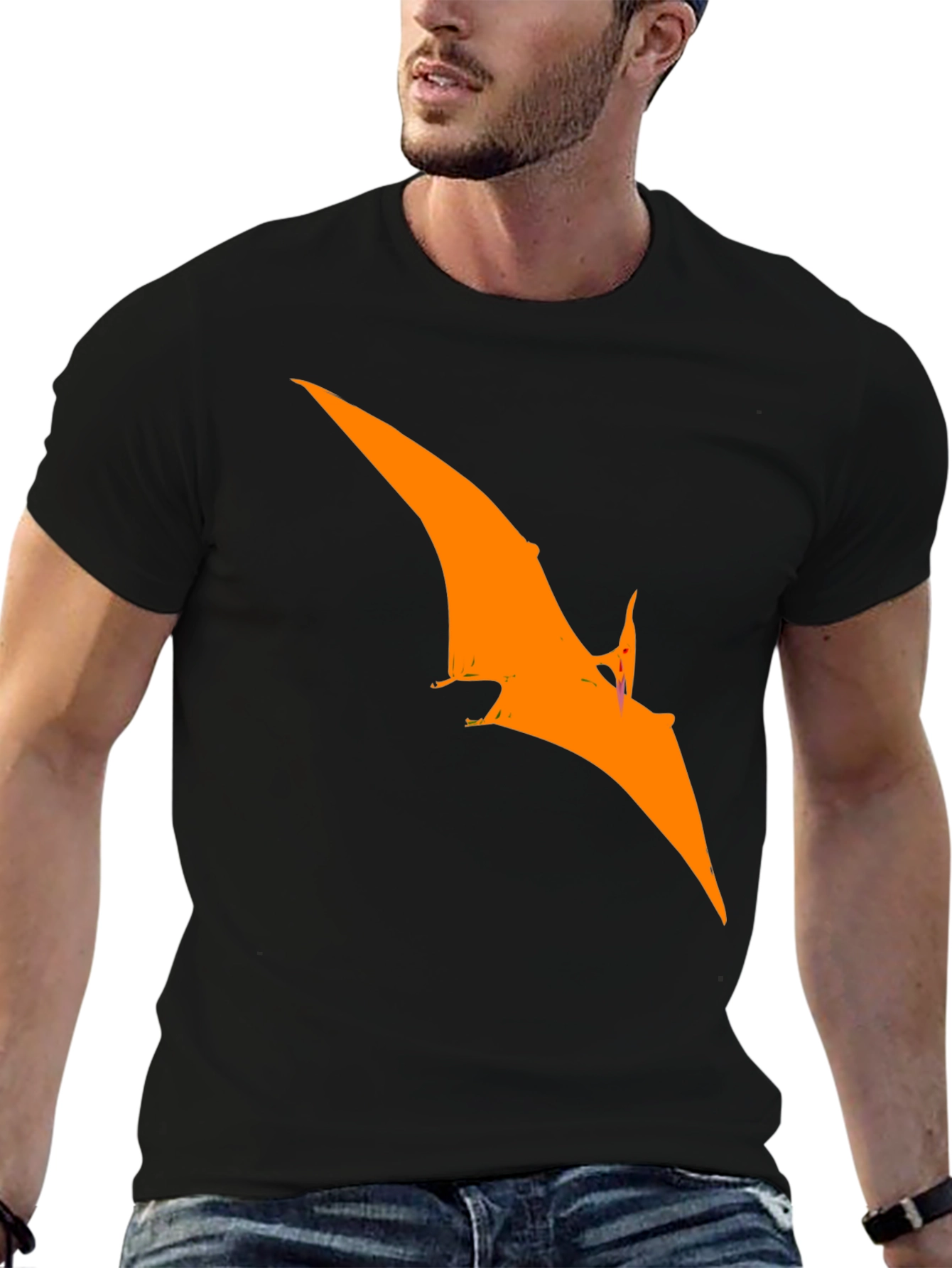 Pterodactyl Graphic Tee - Black Cotton T-Shirt