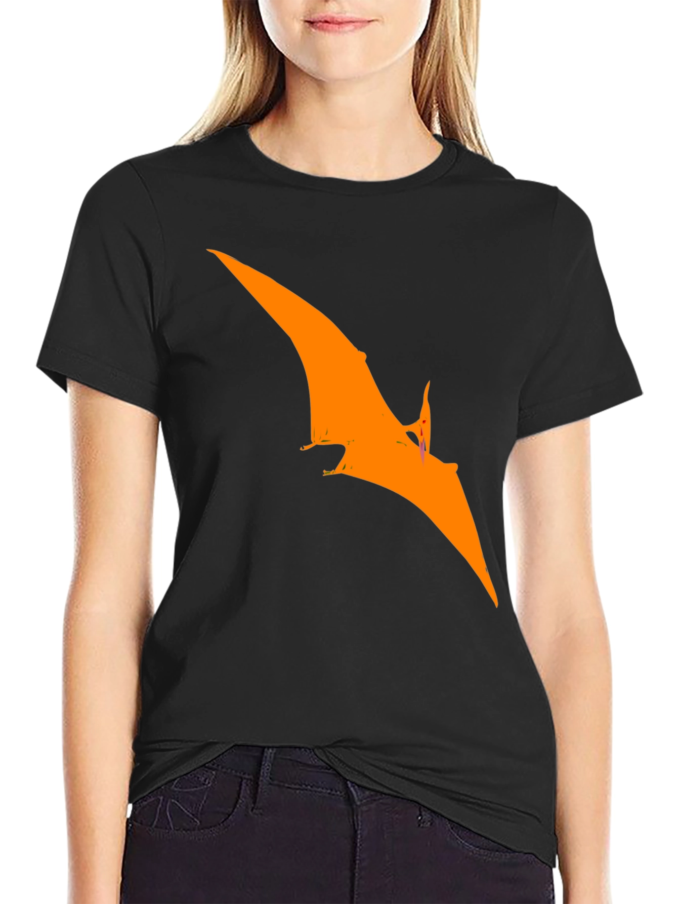 Pterodactyl Graphic Tee - Black Cotton T-Shirt