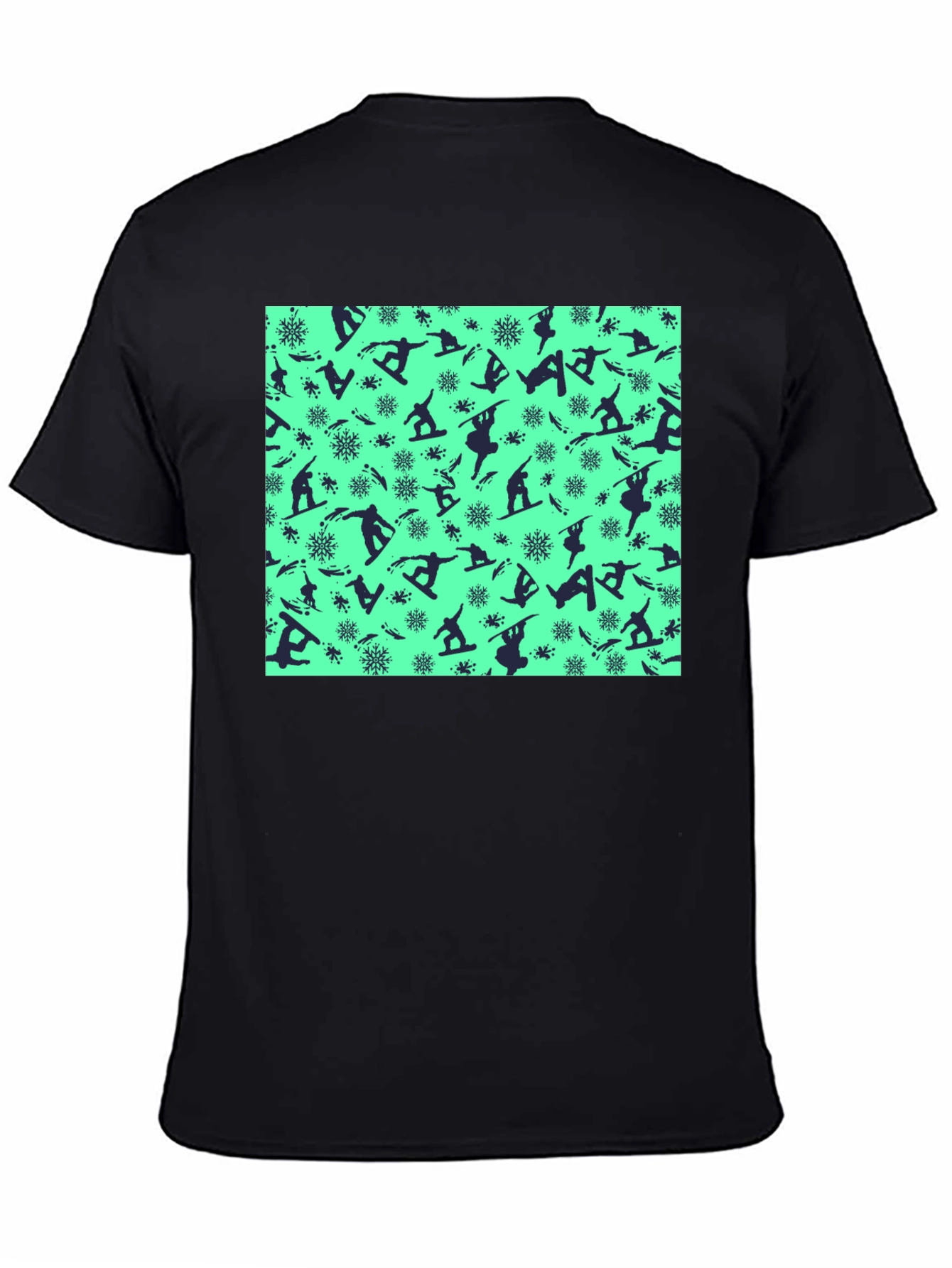 Snowboarder Pattern Black T-Shirt