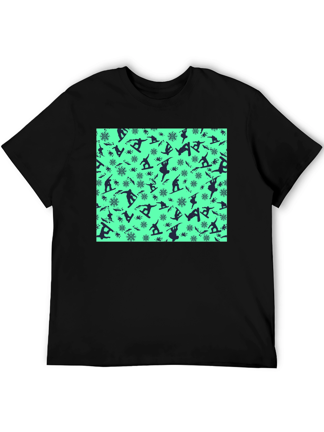 Snowboarder Pattern Black T-Shirt