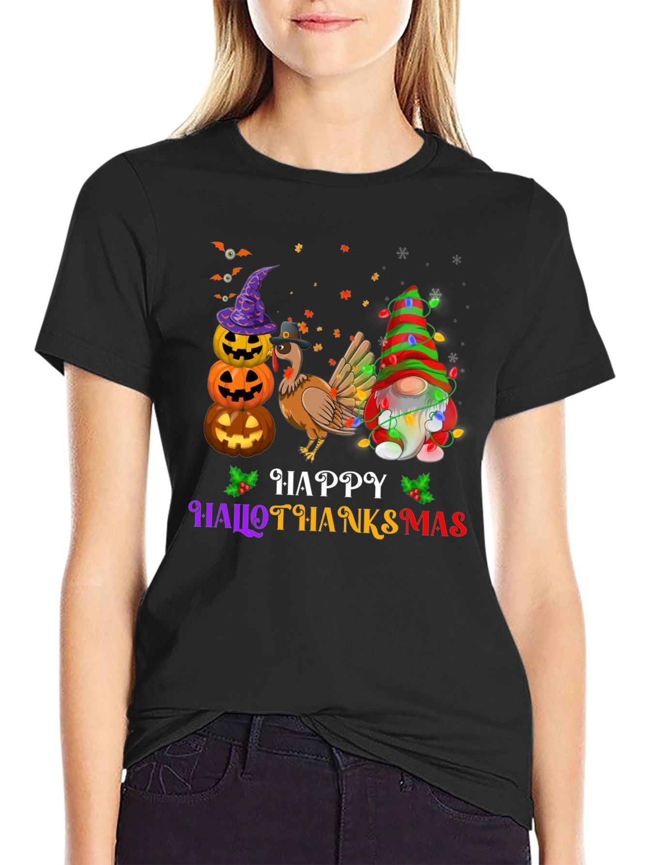 HalloThanksMas Festive Graphic T-Shirt
