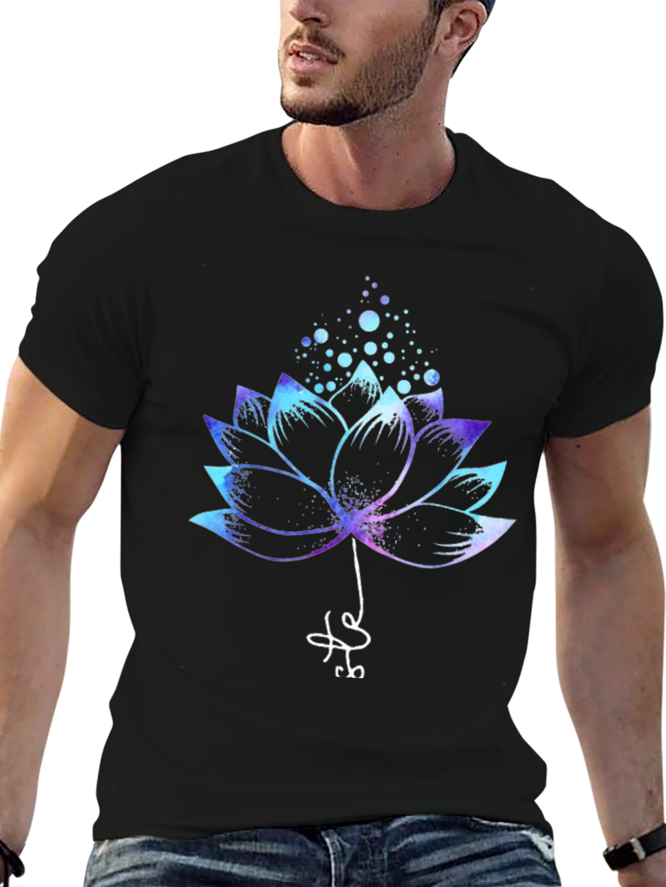 Lotus Flower Graphic Tee - Mens Black T-Shirt