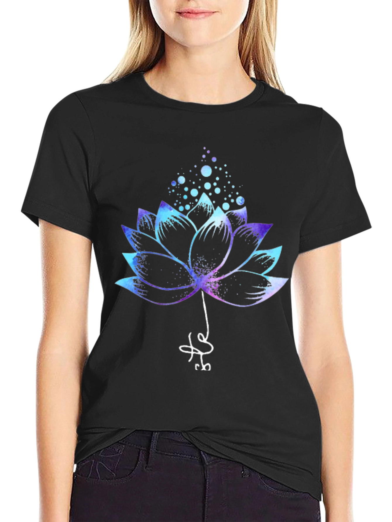Lotus Flower Graphic Tee - Mens Black T-Shirt