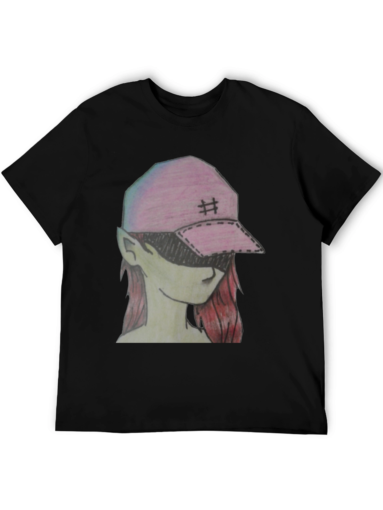 Graphic Tee - Manga Style Pink Cap Girl T-Shirt