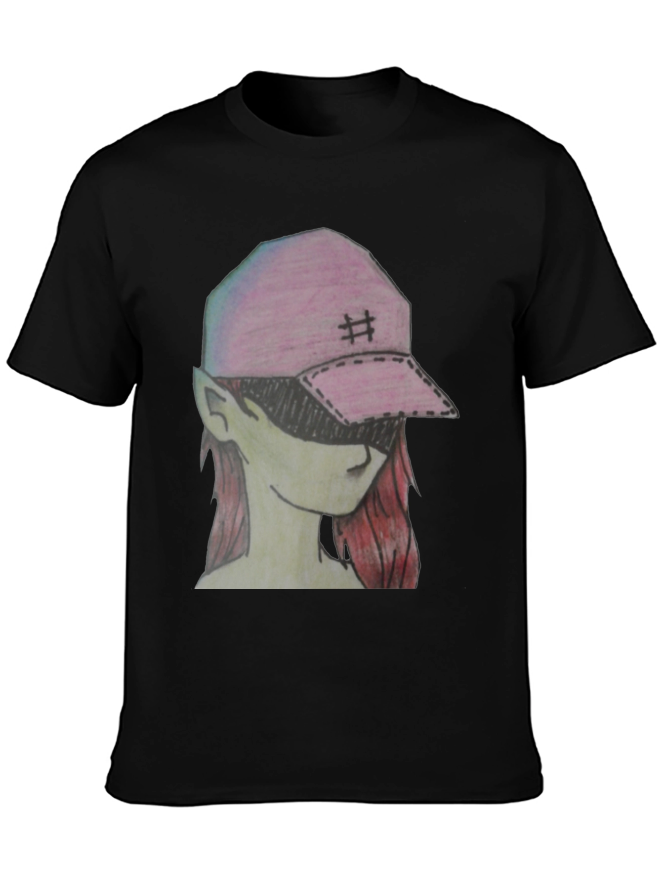 Graphic Tee - Manga Style Pink Cap Girl T-Shirt