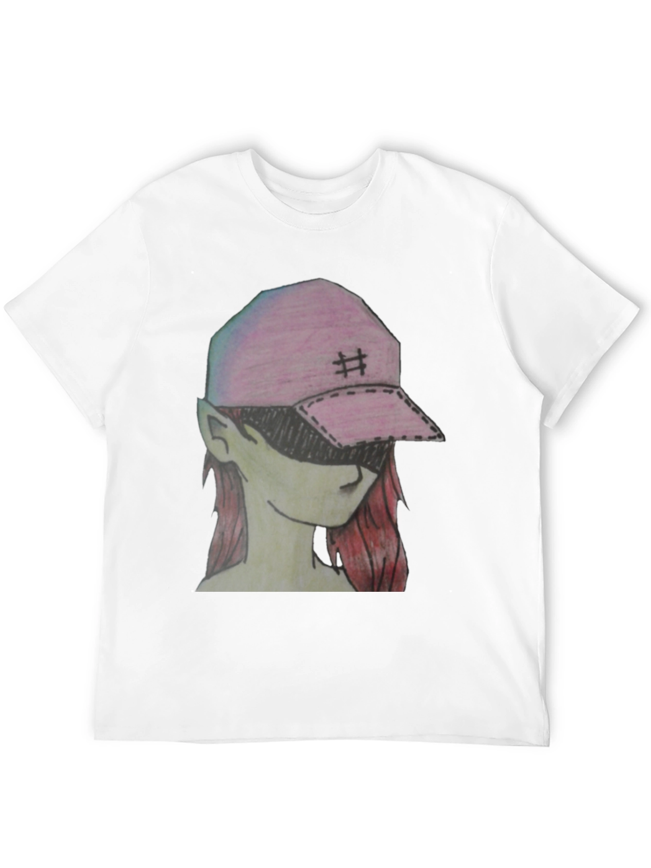 Graphic Tee - Manga Style Pink Cap Girl T-Shirt