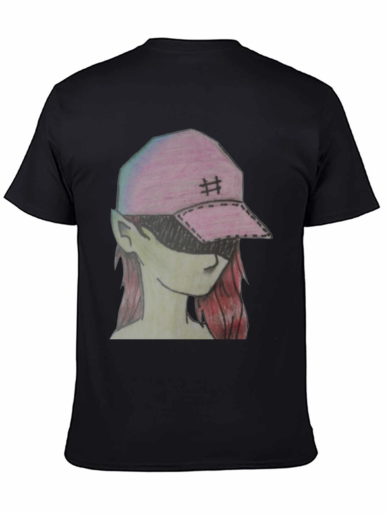 Graphic Tee - Manga Style Pink Cap Girl T-Shirt