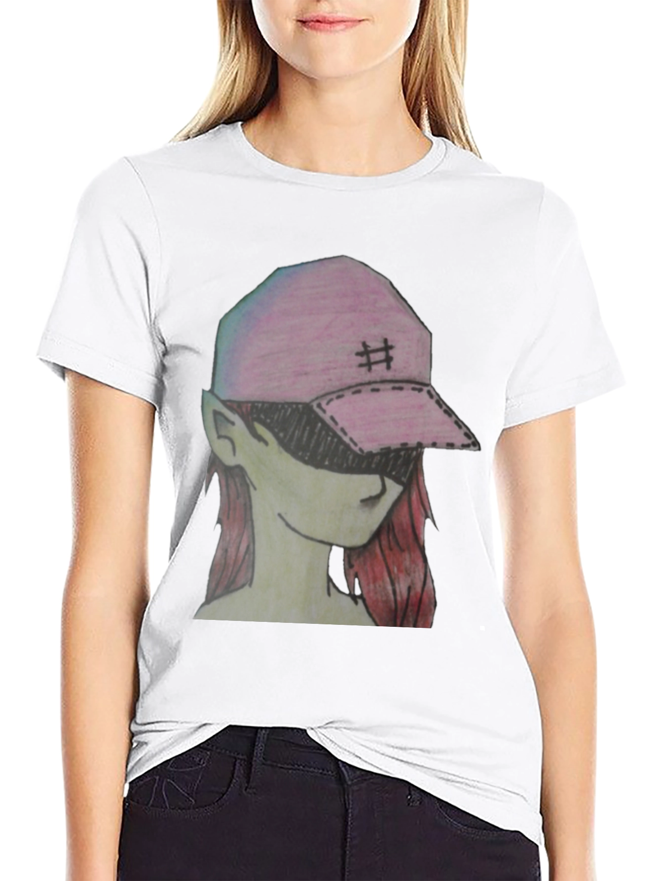 Graphic Tee - Manga Style Pink Cap Girl T-Shirt