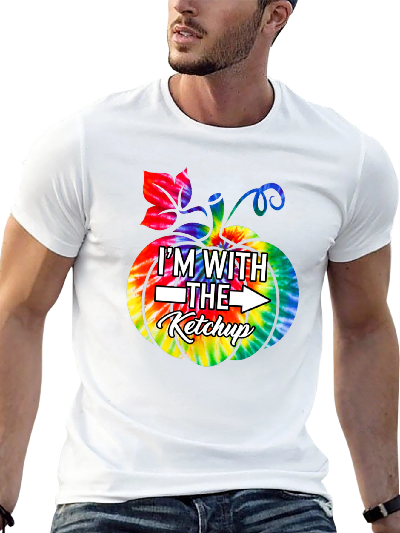 Im With The Ketchup Tie Dye Pumpkin Graphic T-Shirt