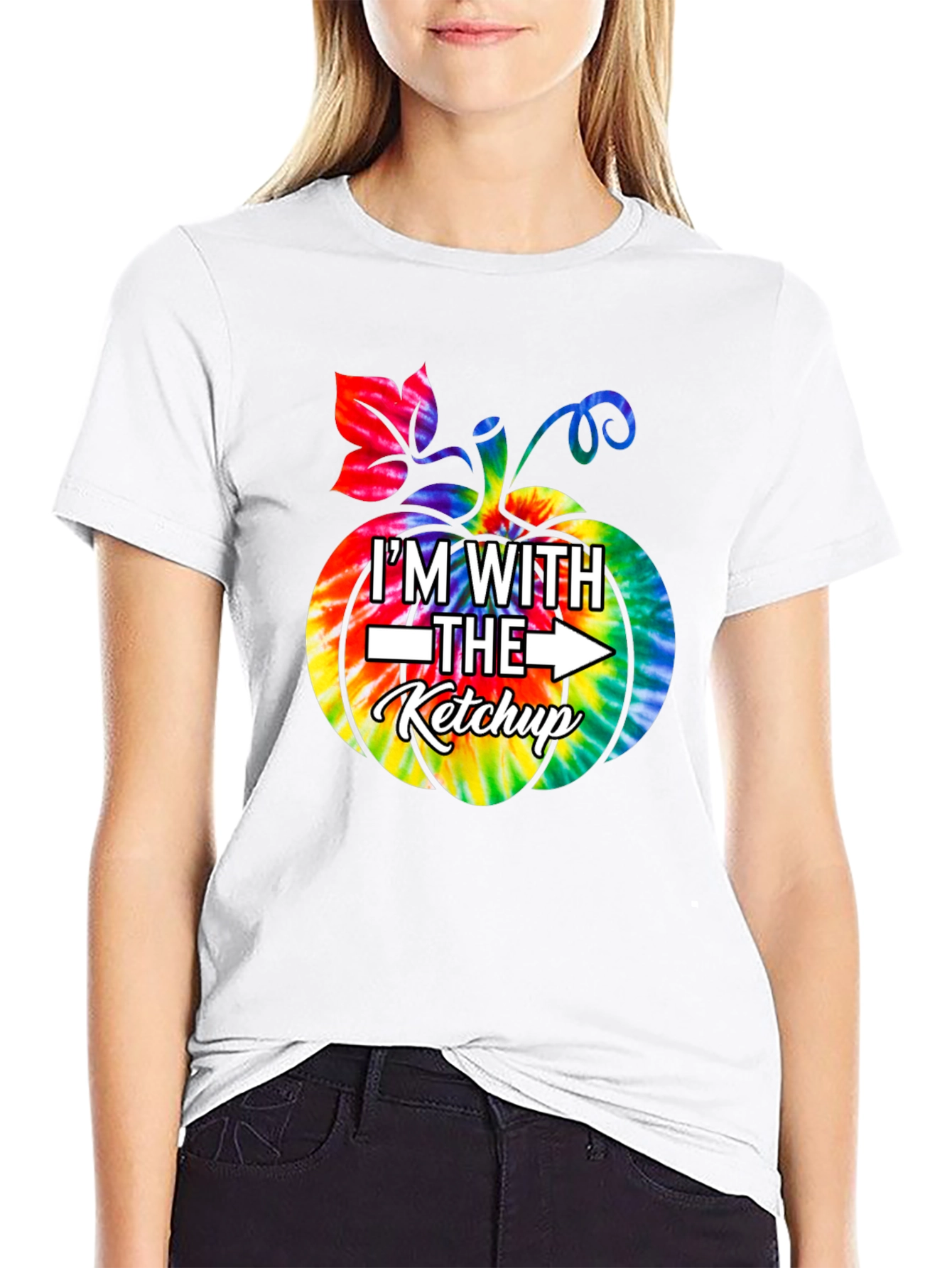Im With The Ketchup Tie Dye Pumpkin Graphic T-Shirt