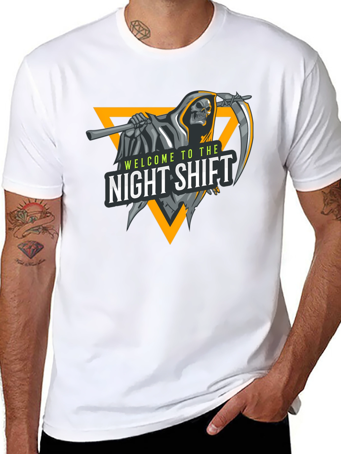 Night Shift Reaper Graphic Tee - Black Cotton T-Shirt